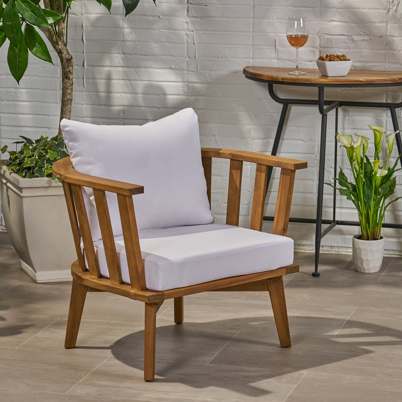 Outdoor Club Chair with Curved Backrest and Frame - White by HouseOfZazla