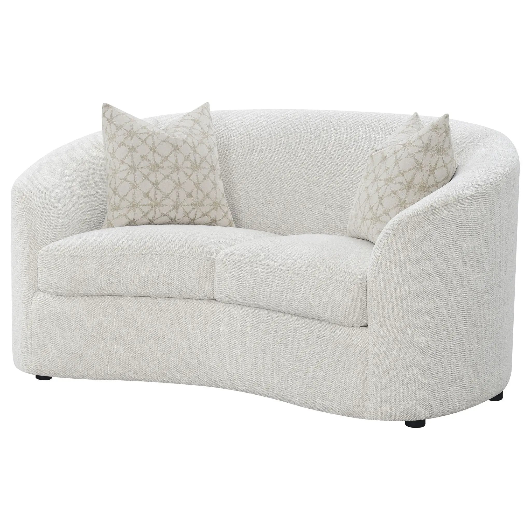 Rainn Boucle Upholstered Sloped Arm Loveseat Latte by Unique Piece Furniture