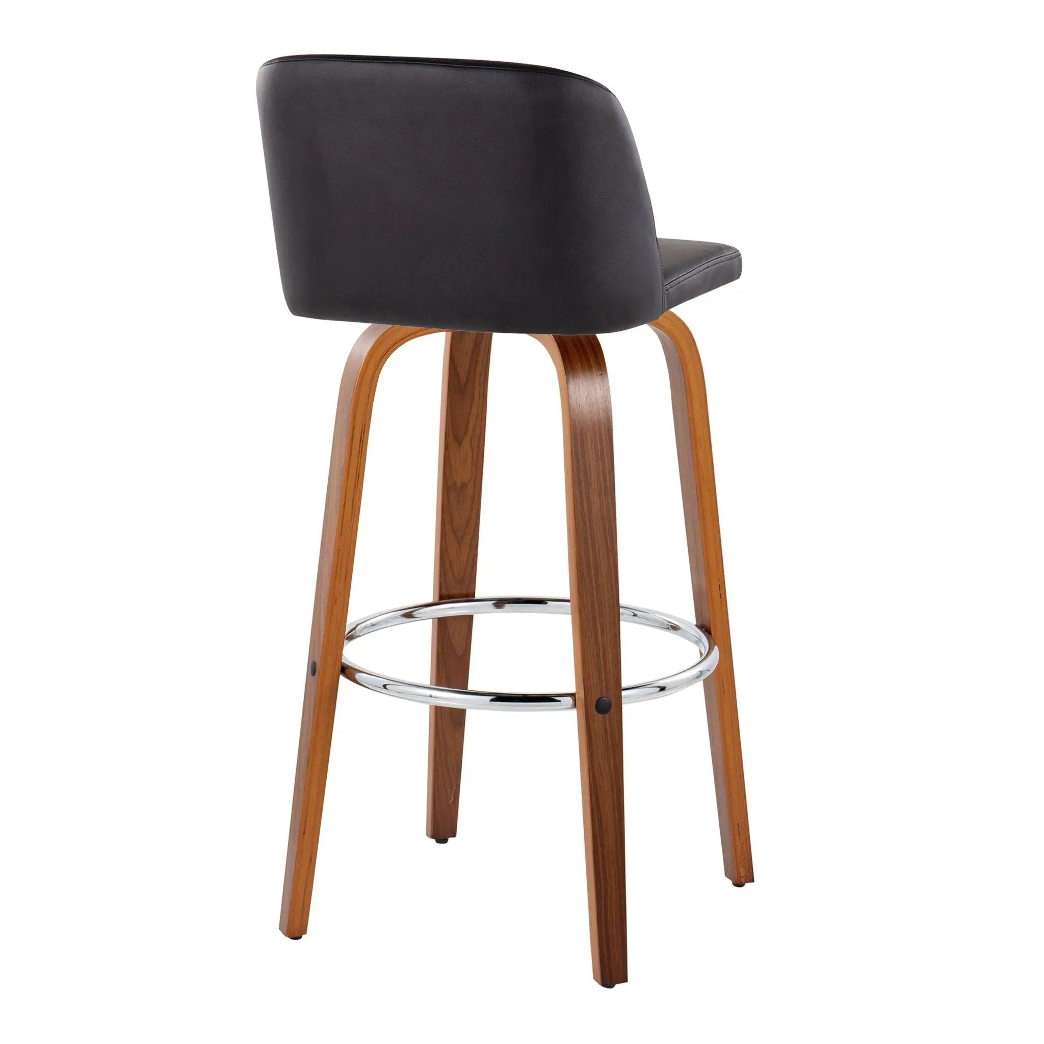 Toriano - Mid Century Modern Fixed Height, Barstool With Swivel With Round Footrest (Set of 2) by HouseOfZazla