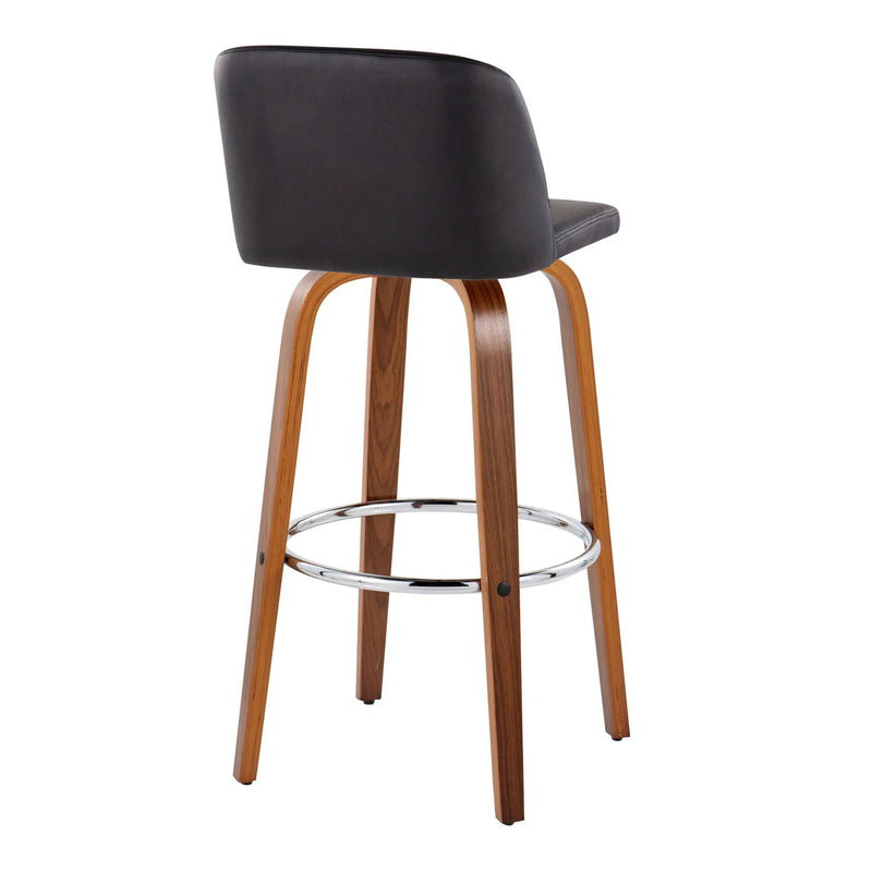 Toriano - Mid Century Modern Fixed Height, Barstool With Swivel With Round Footrest (Set of 2) by HouseOfZazla