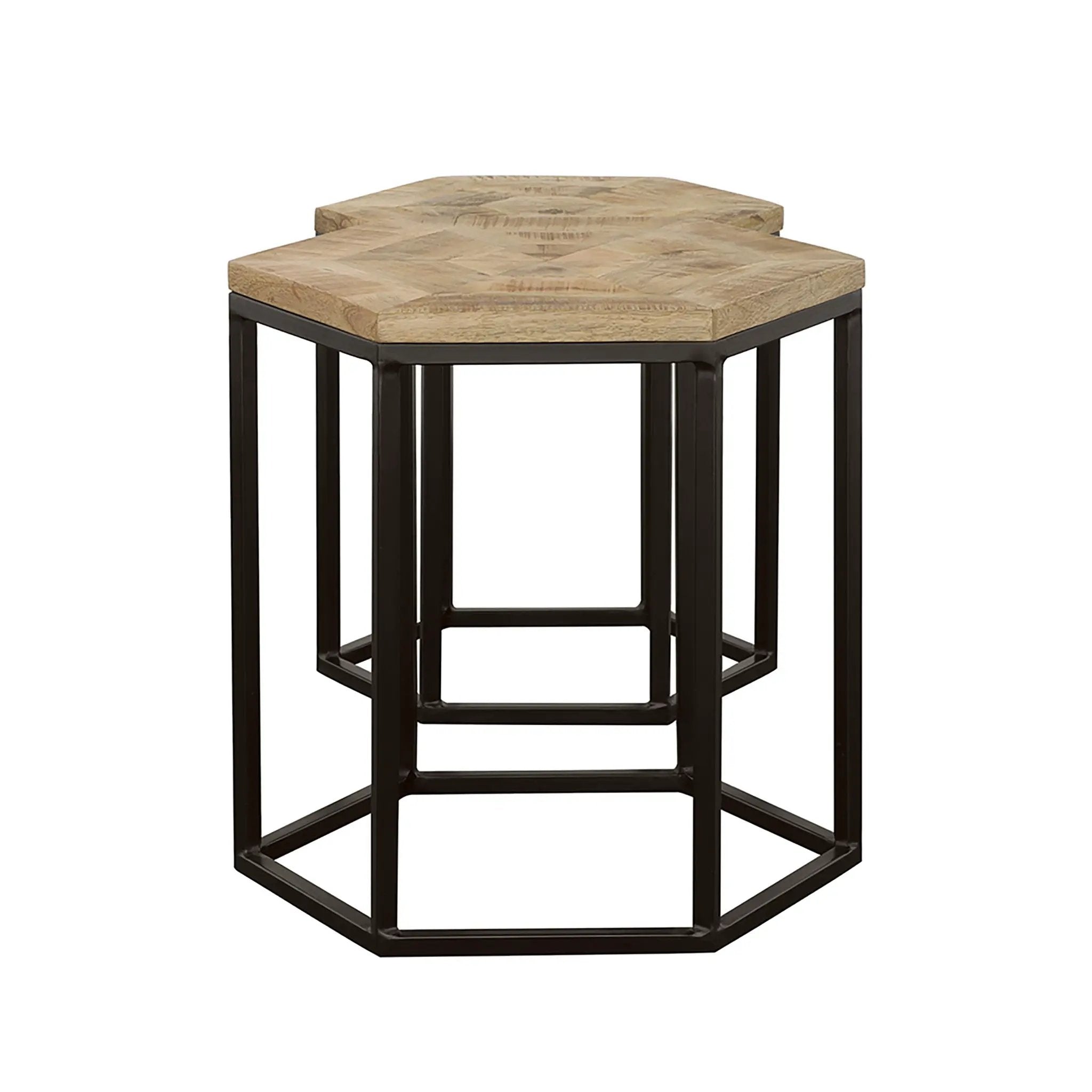 2 Piece Nesting Table With Hexagon Base - Brown by HouseOfZazla
