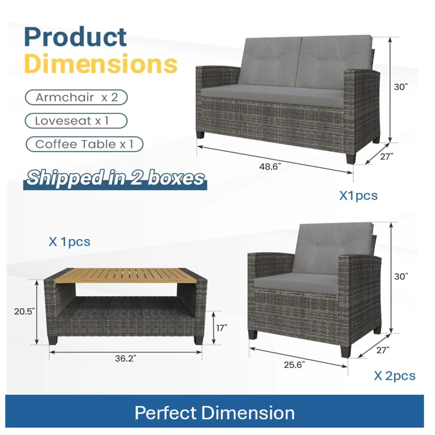 Modern All-Weather Patio Set With Cushions And Table by HouseOfZazla