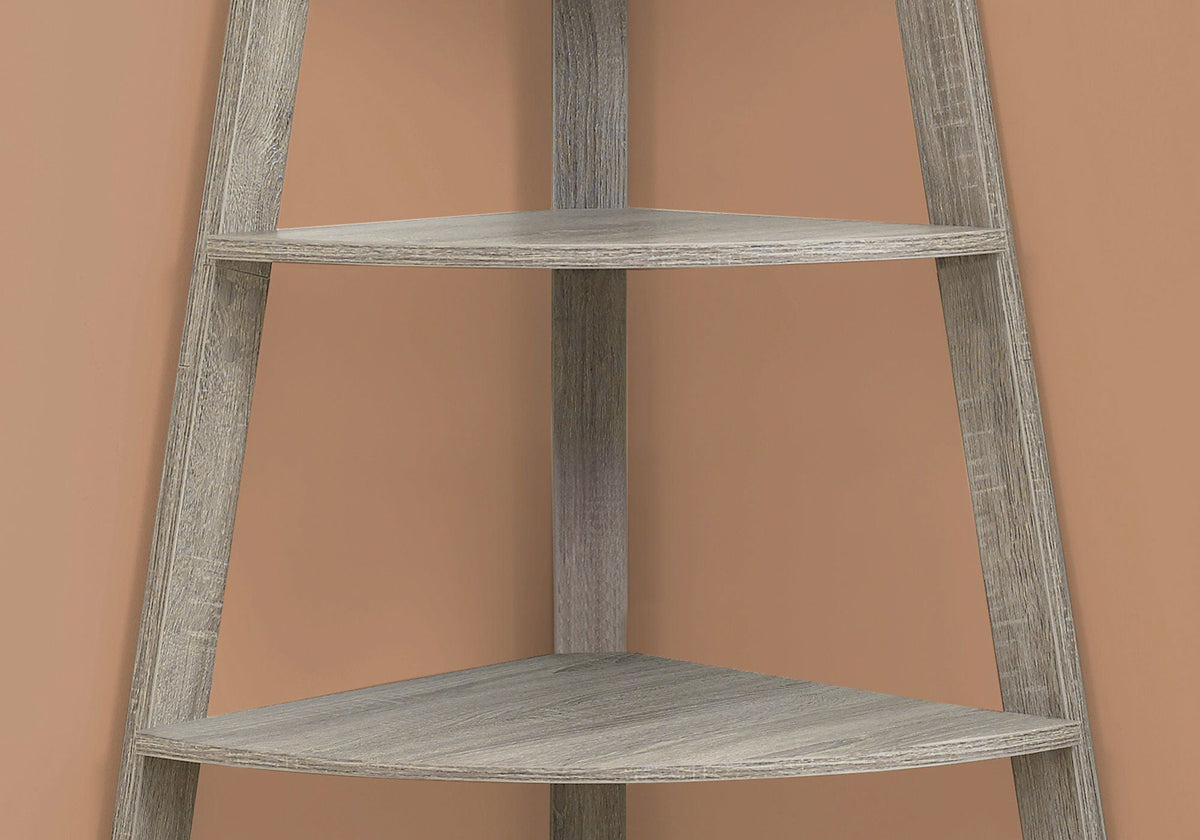 4-Tier Corner Bookshelf with 4 Fixed Shelves - White or Light Brown, photo 7 of 8