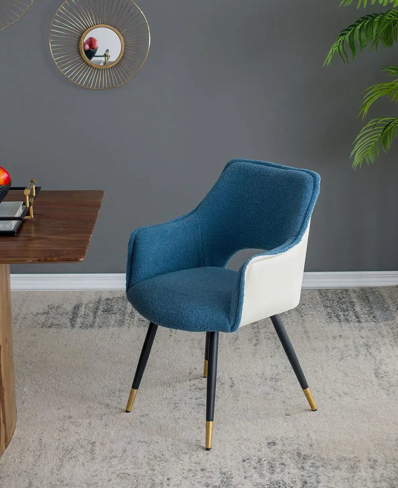 Side Chair, Living Room Bedroom Kitchen Vanity Accent Chair (Set of 2) - Blue by HouseOfZazla