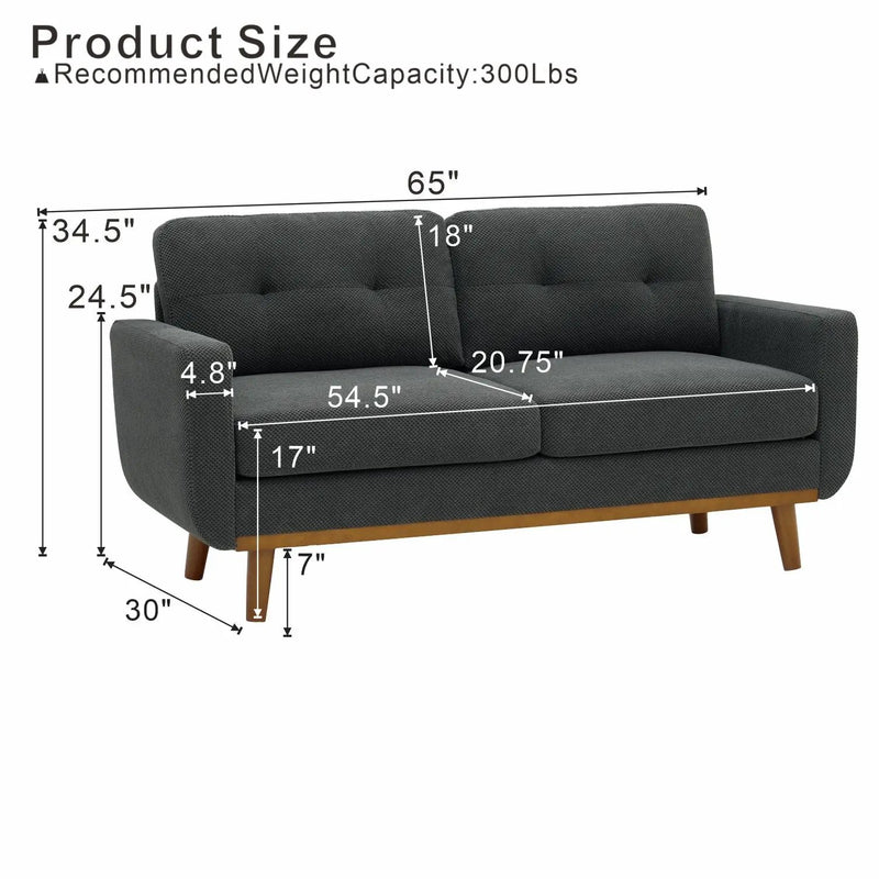 65-Inch Modern Minimalist Two-Seater Sofa by HouseOfZazla