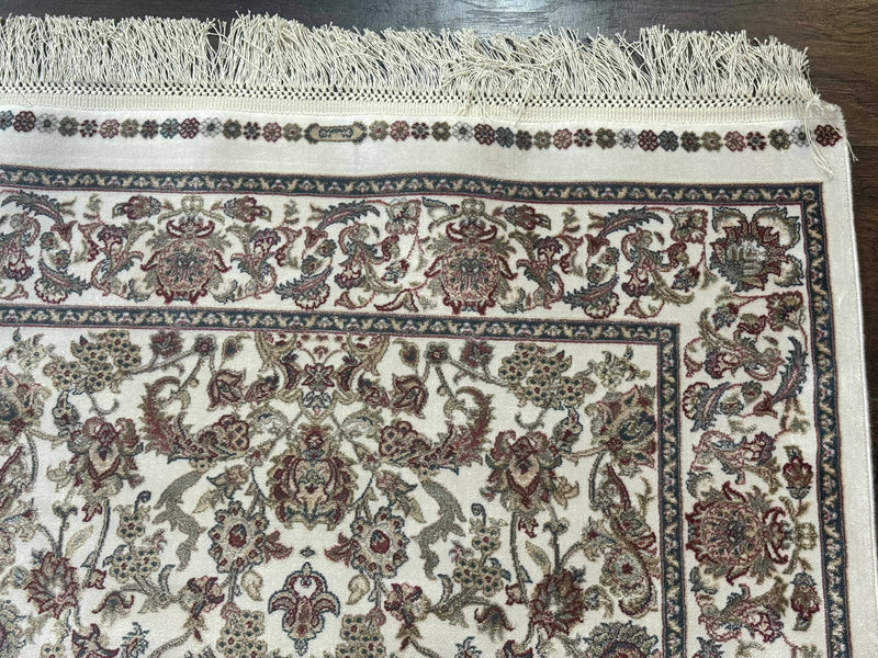 Small Turkish Silk Rug 2.6 x 4, Ivory, Allover Design, Bamboo Silk by Jewel Rugs
