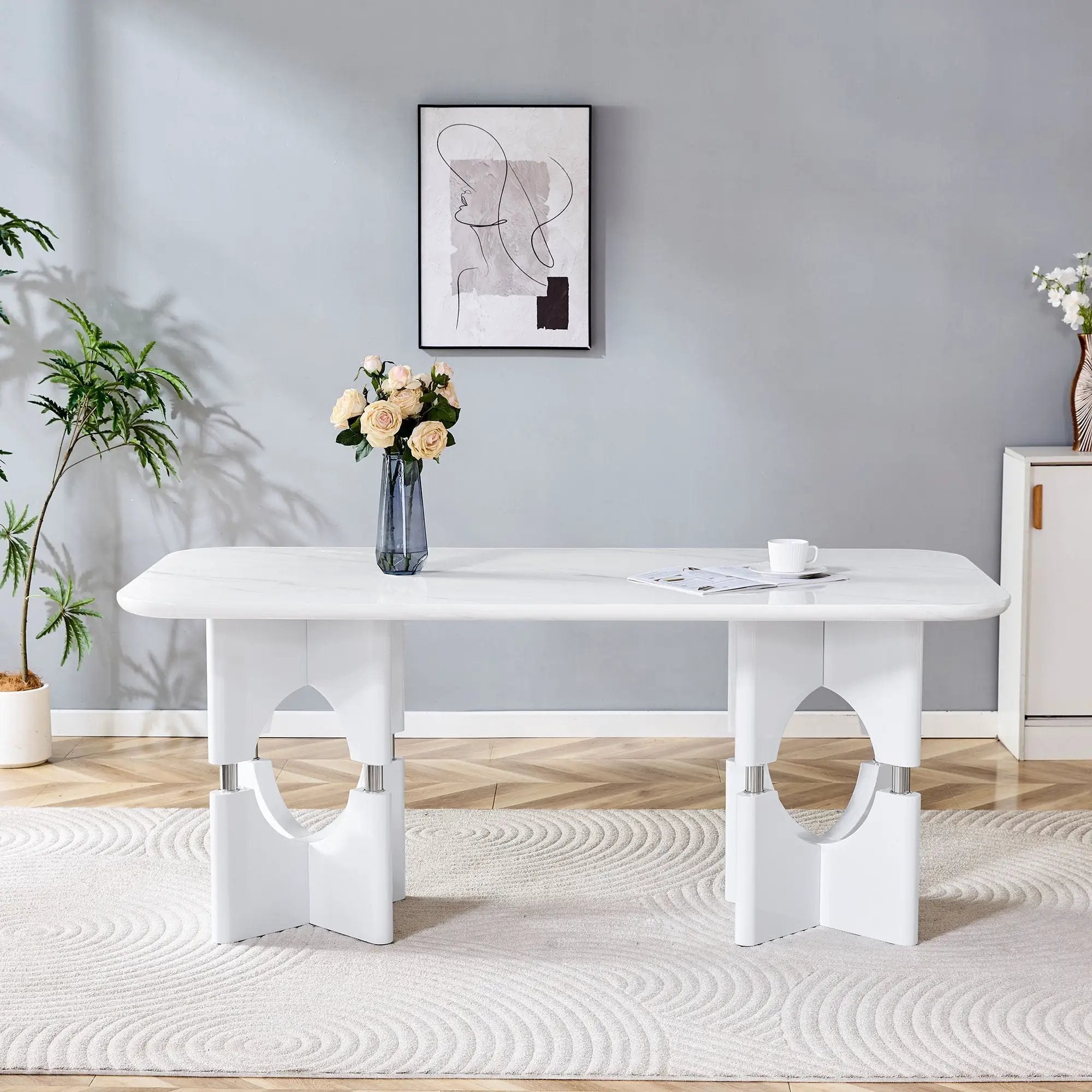 Modern Dining Table With Sleek Hollow-Out Frame And Accents by Unique Piece Furniture
