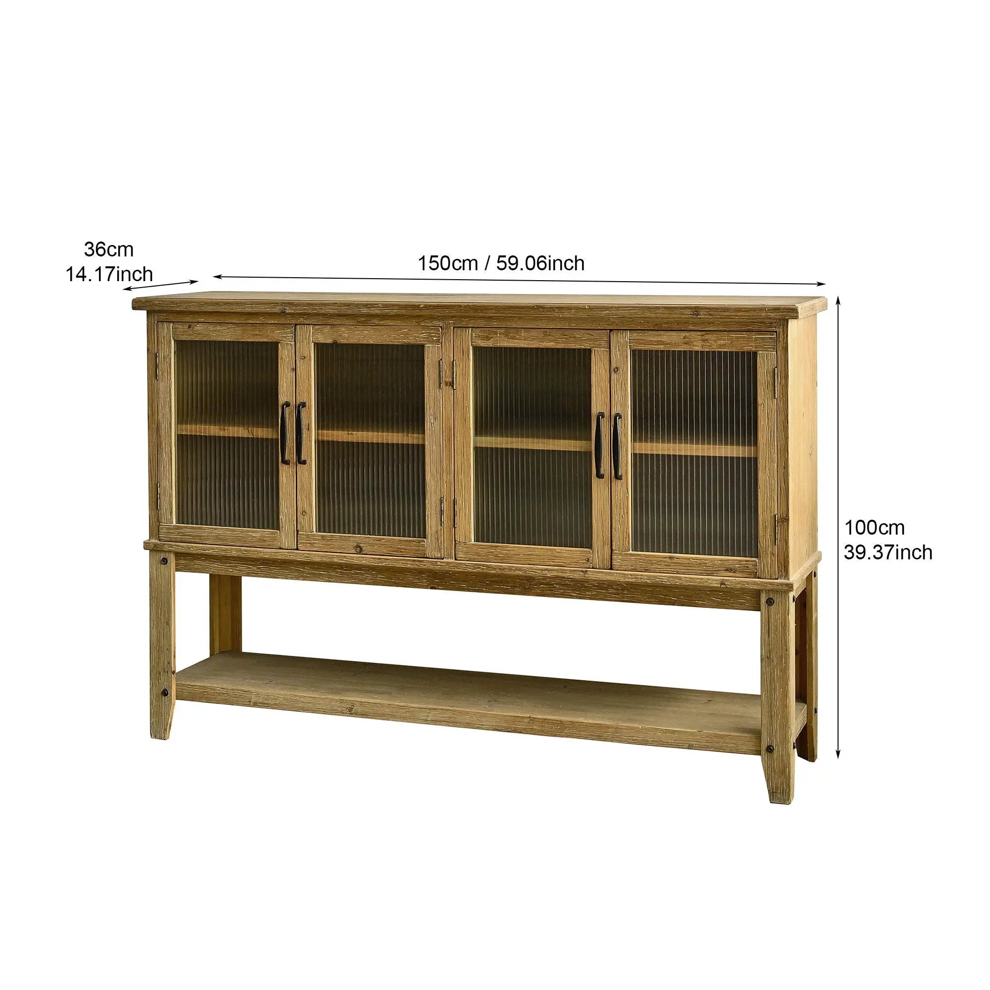 Rectangle Accent Sideboard Cabinet With Storage Shelf, Cabinet For Kitchen - Natural Wood by Unique Piece Furniture