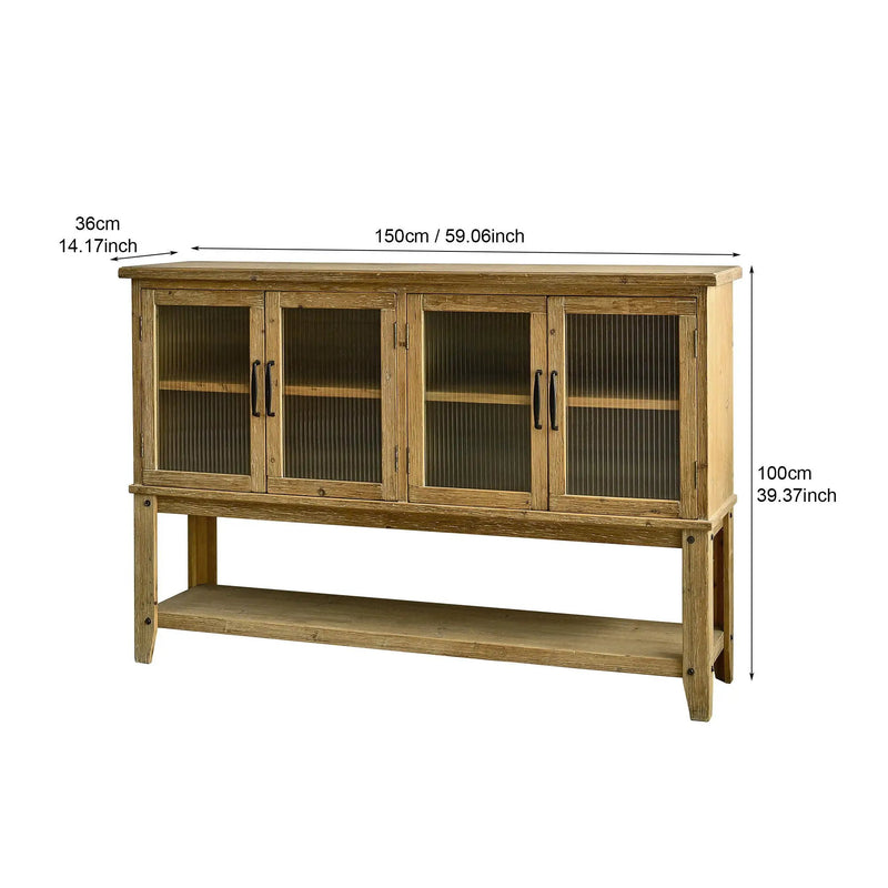 Rectangle Accent Sideboard Cabinet With Storage Shelf, Cabinet For Kitchen - Natural Wood by Unique Piece Furniture