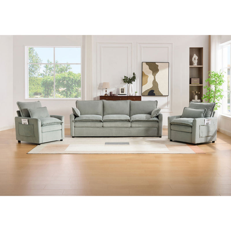 Modern Sofa Set With Double Layer Cushion And Side Storage Pockets by HouseOfZazla