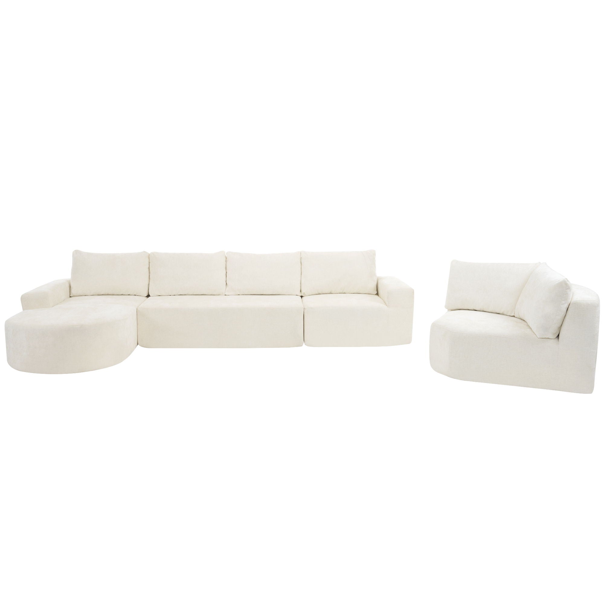 Modular Cloud Sectional Sofa Set, U-Shaped Upholstered Couch With Deep Seat by HouseOfZazla