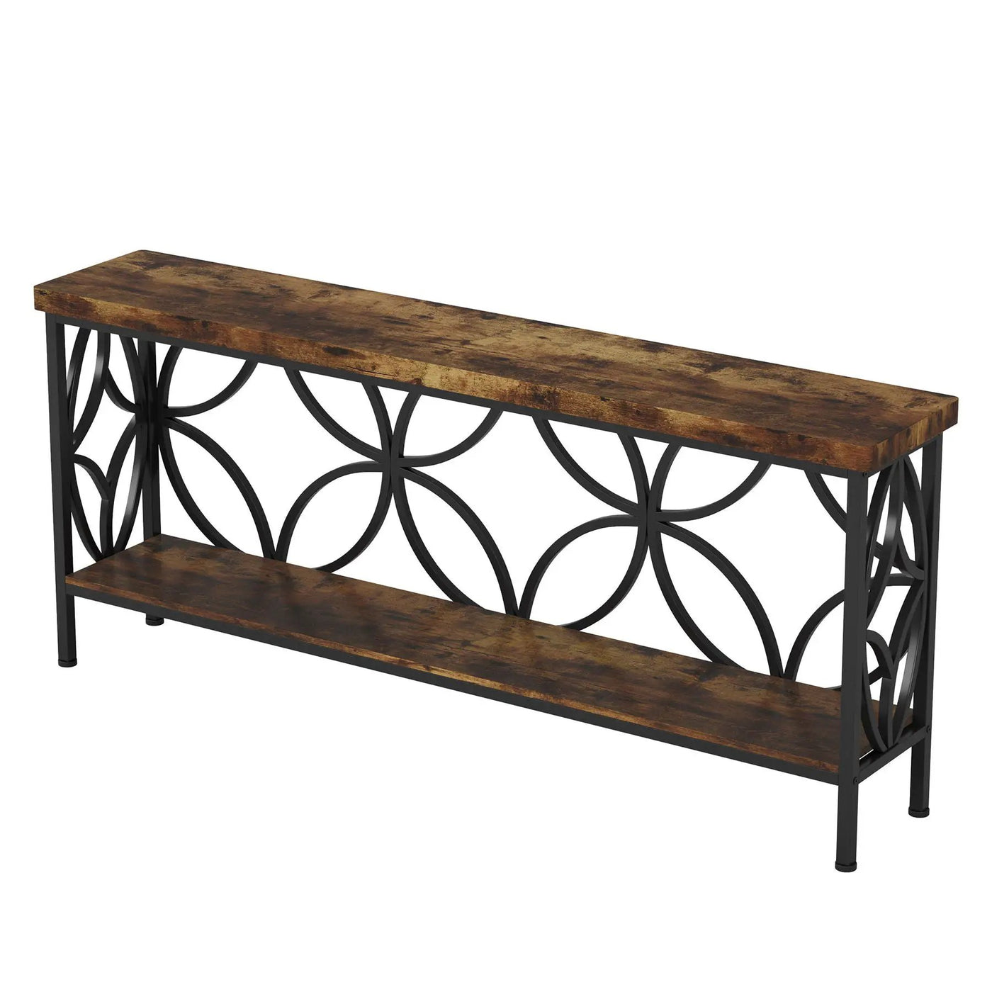 Extra Long Console Table With Open Storage Shelves by HouseOfZazla
