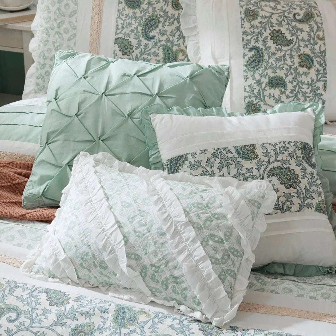 9 Piece Cotton Percale Comforter Set Aqua by HouseOfZazla