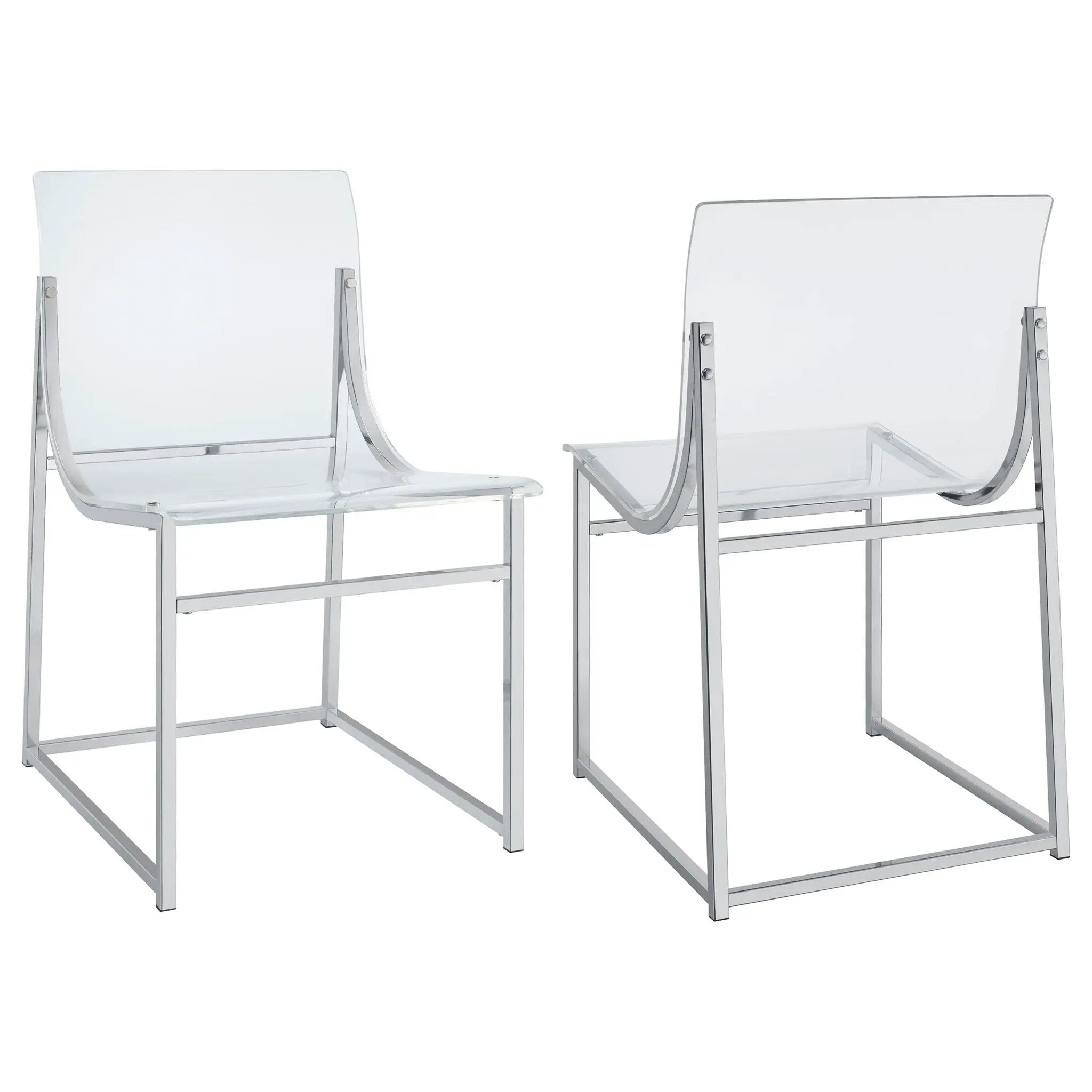Adino Acrylic Dining Side Chair Chrome (Set of 2) by Unique Piece Furniture