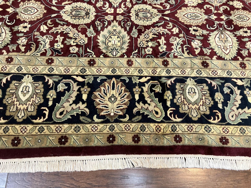 Indo Persian Rug 10x14, Floral Allover, Maroon, Handmade Hand Knotted VIntage Wool Rug, Large Oriental Carpet by Jewel Rugs