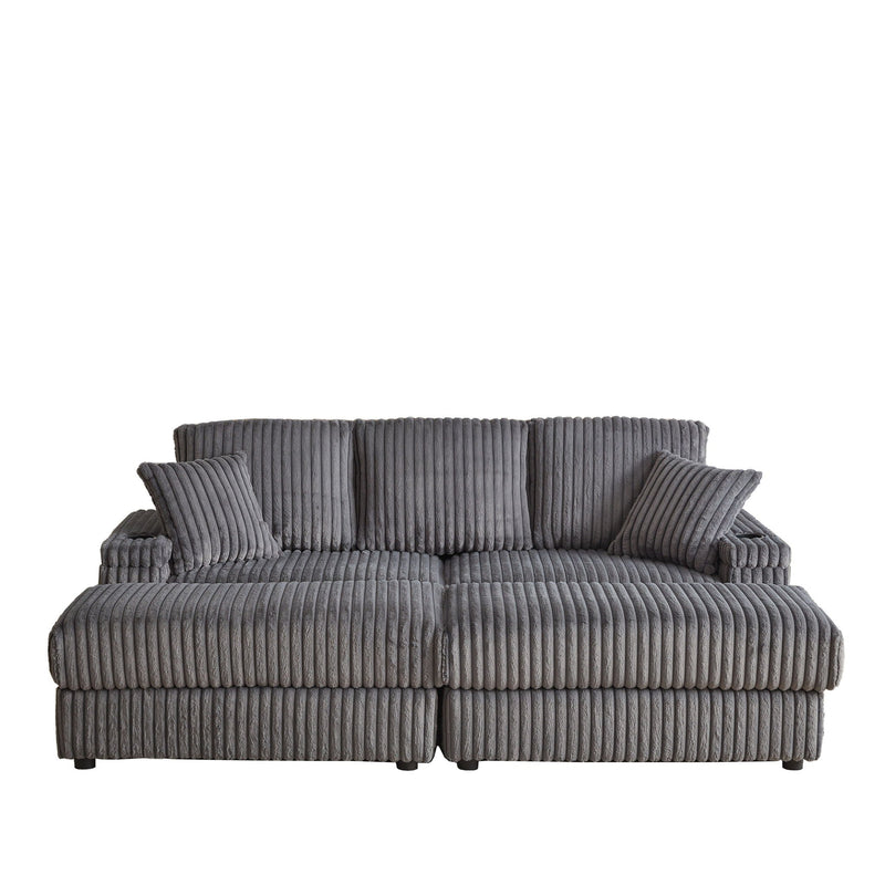 3 Seater Sofa With 2 Ottomans For Living Room by HouseOfZazla