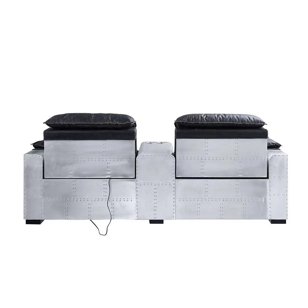 Misezon - Power Motion Recliner - Black Top Grain Leather & Aluminum by Unique Piece Furniture