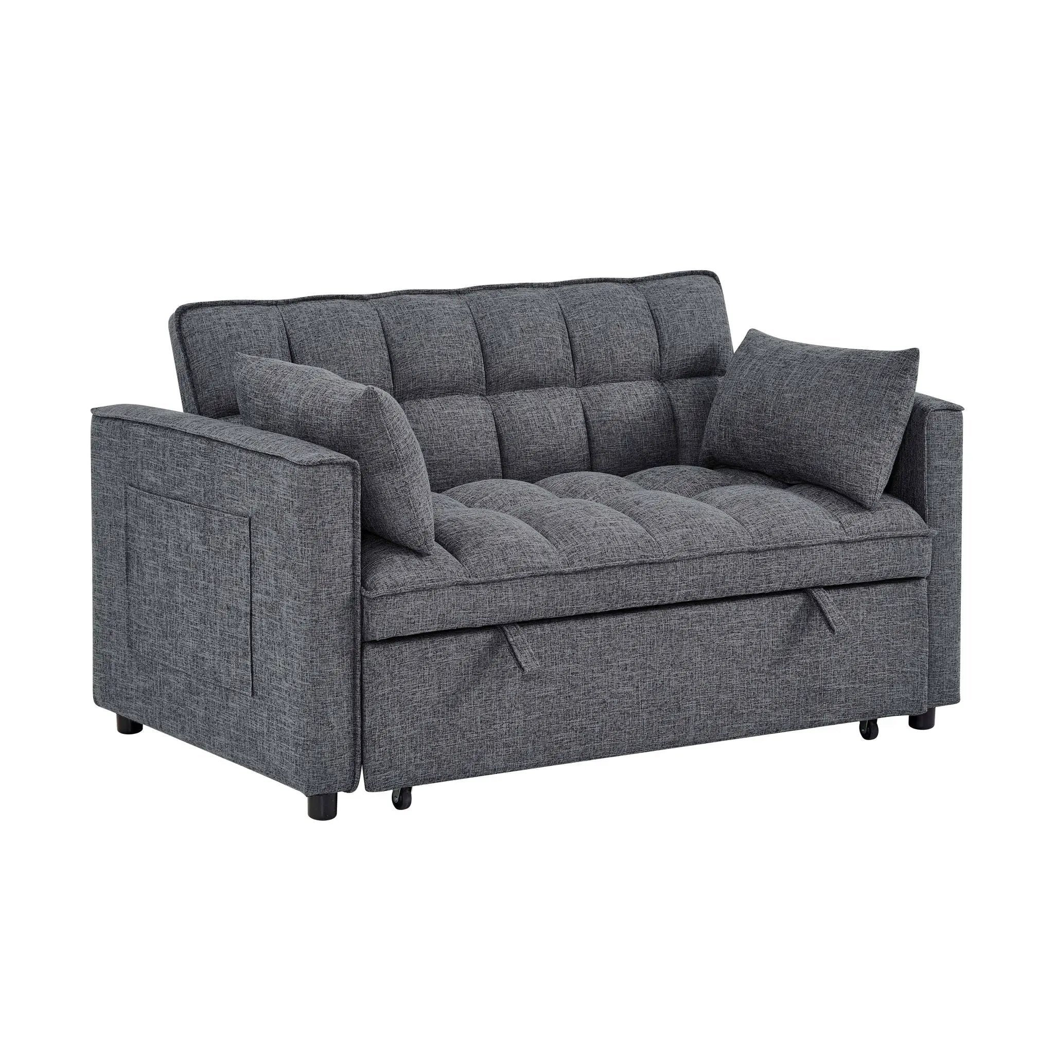 Sienna - Tufted Convertible Sleeper Sofa With Chaise - Gray by Unique Piece Furniture