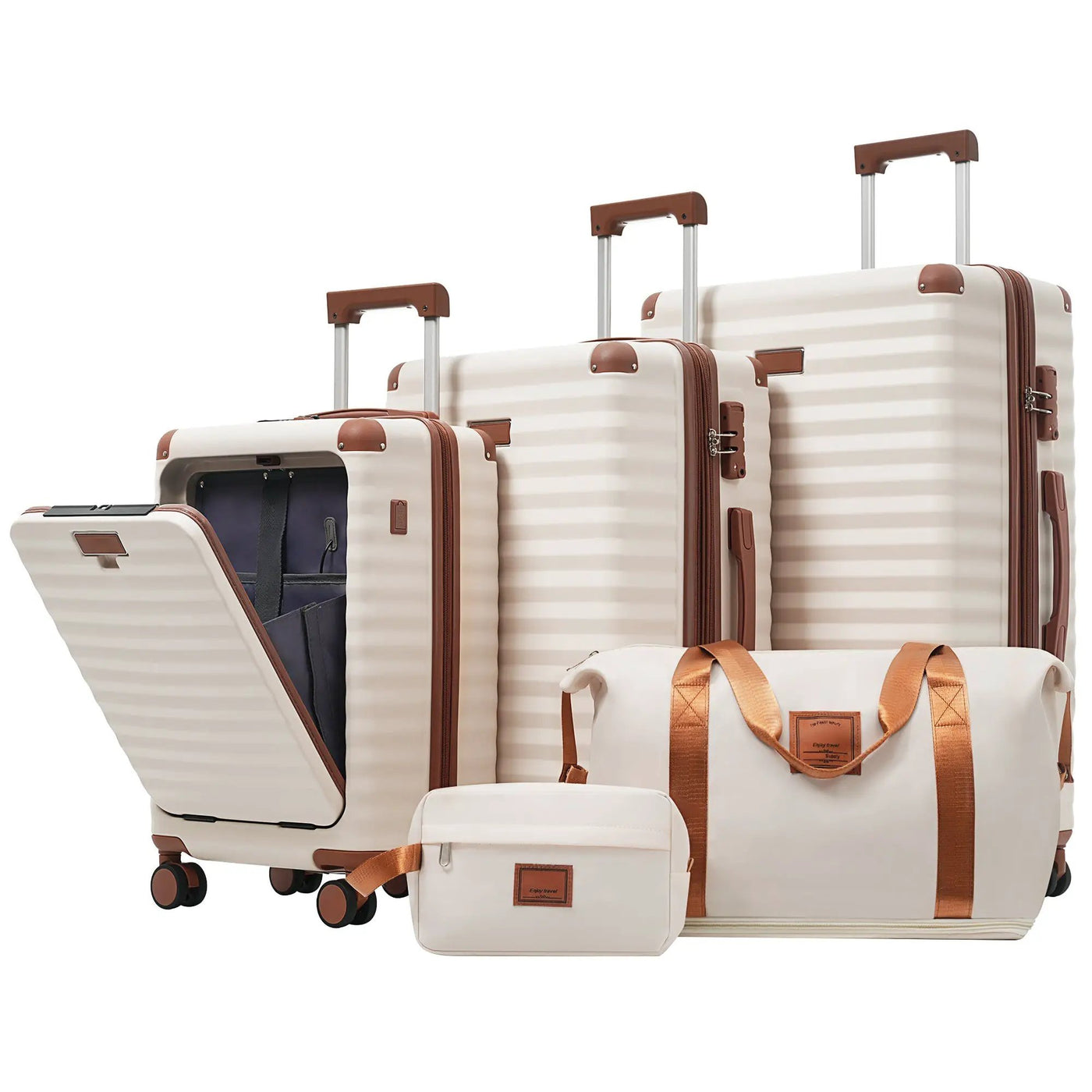 Deluxe 5-Piece Hard-Side Luggage Set with USB and TSA Locks by HouseOfZazla