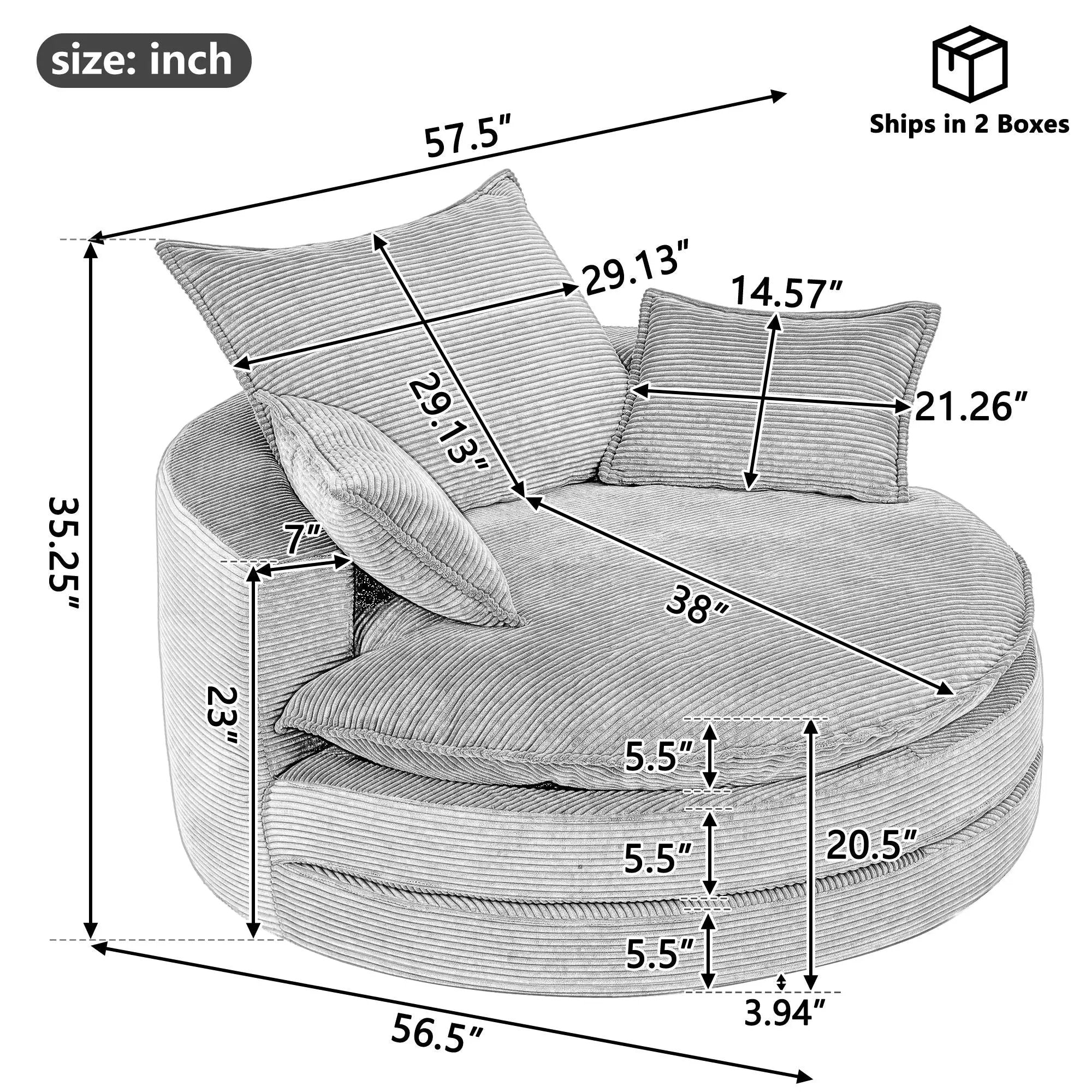 360° Swivel Accent Barrel Chair With Dual Layer Cushion And 3 Removable Pillows by HouseOfZazla