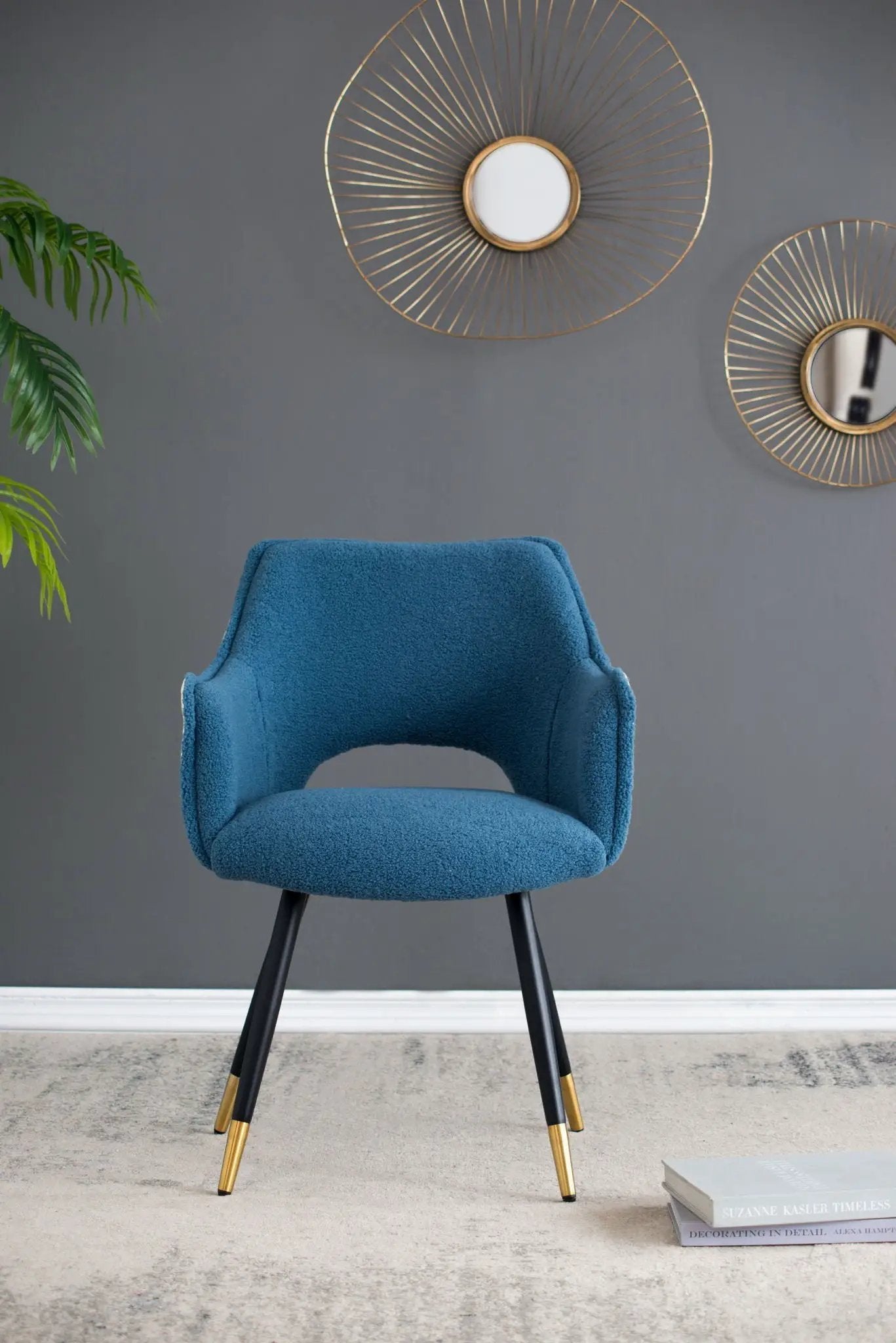 Side Chair, Living Room Bedroom Kitchen Vanity Accent Chair (Set of 2) - Blue by HouseOfZazla