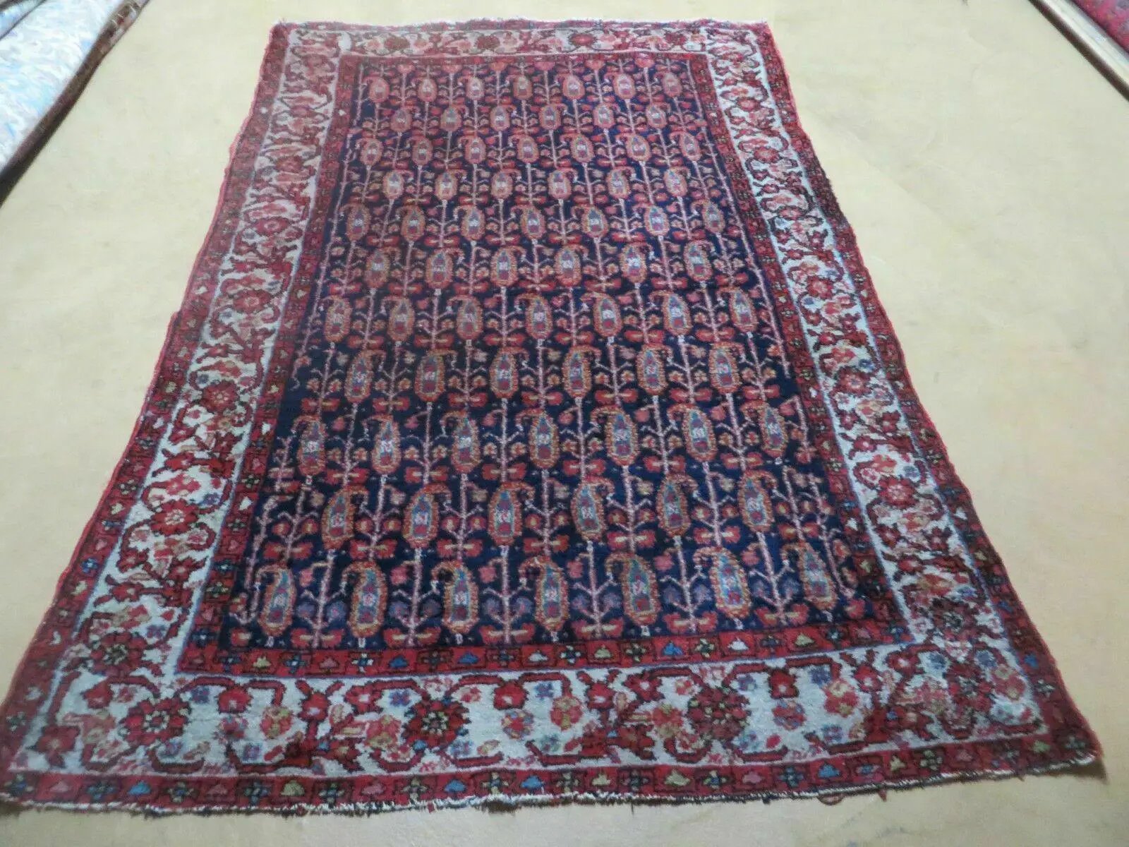 4' X 6' Antique Handmade Turkish Sivas Wool Rug Vegetable Organic Dye Nice Blue by Jewel Rugs