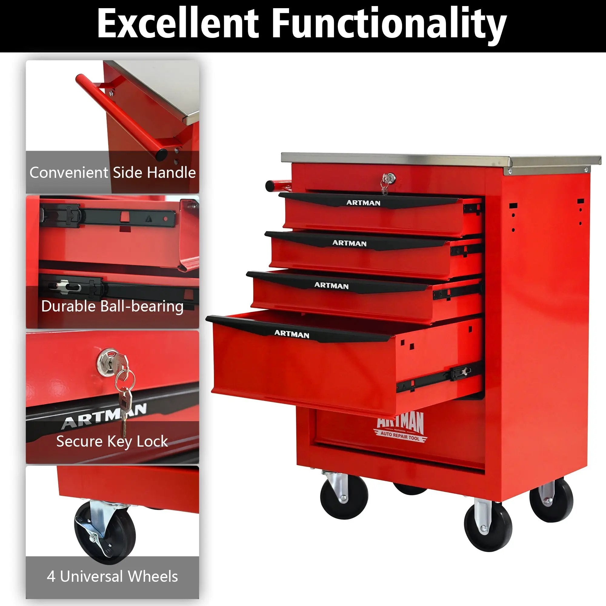 5 Drawers Multifunctional Tool Cart with Wheels by HouseOfZazla