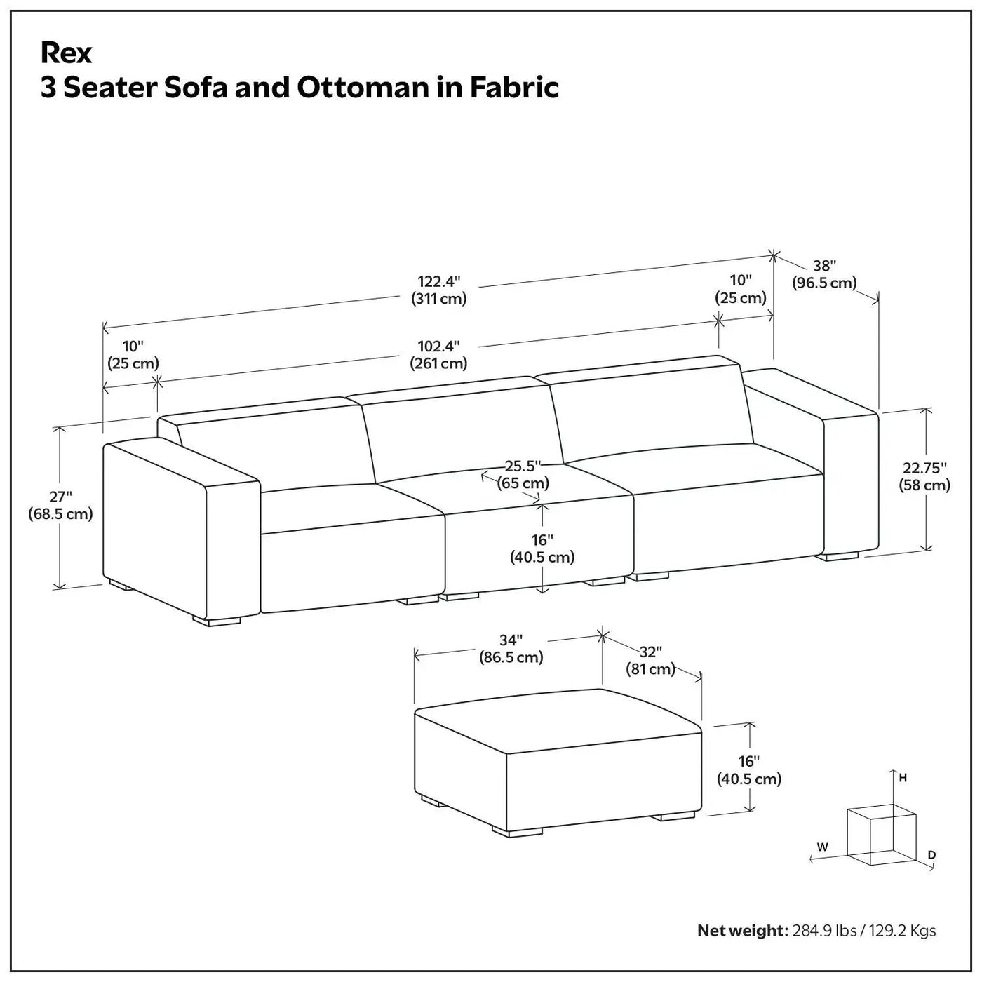 Rex - Handcrafted Sectional Sofa And Ottoman by HouseOfZazla