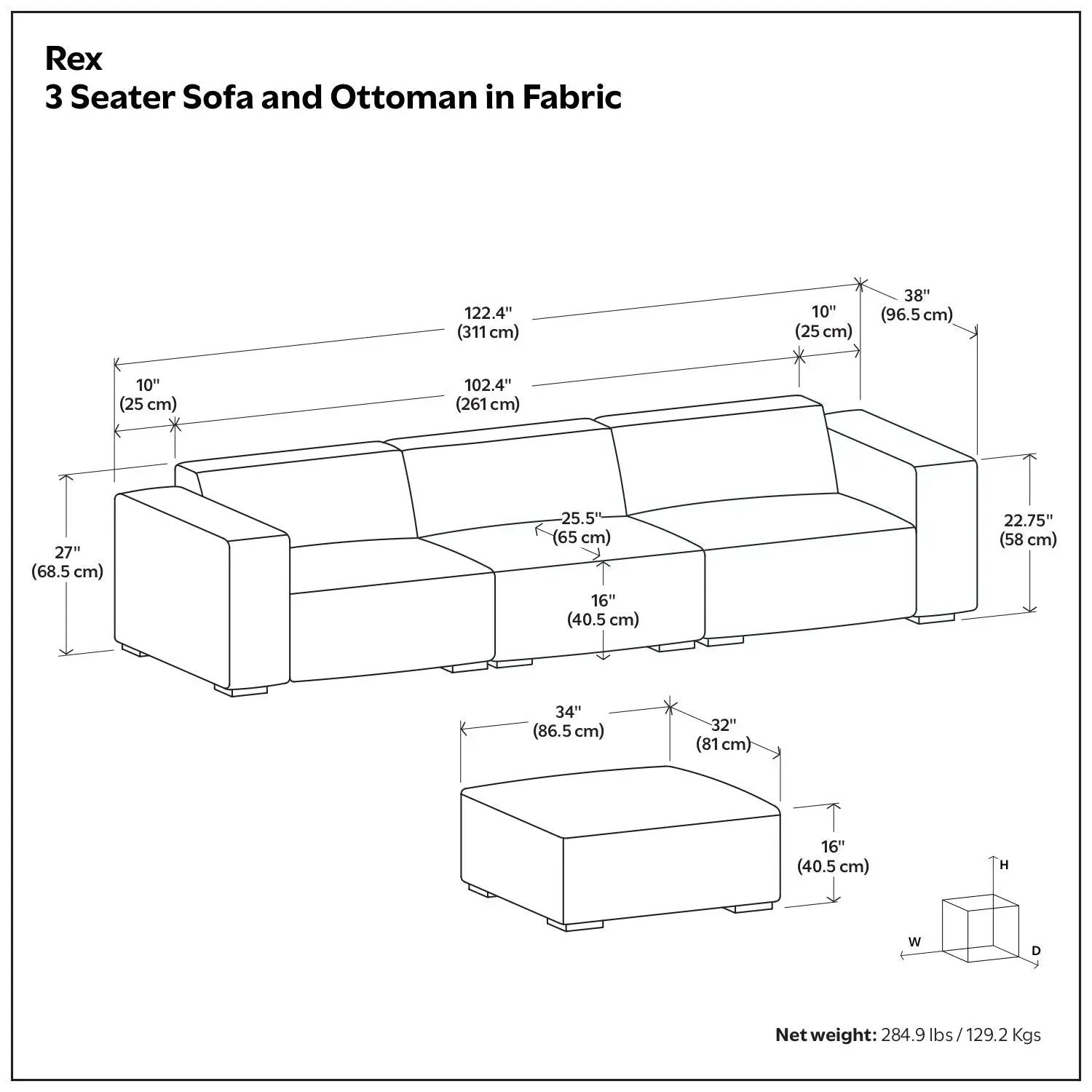 Rex - Handcrafted Sectional Sofa And Ottoman by HouseOfZazla