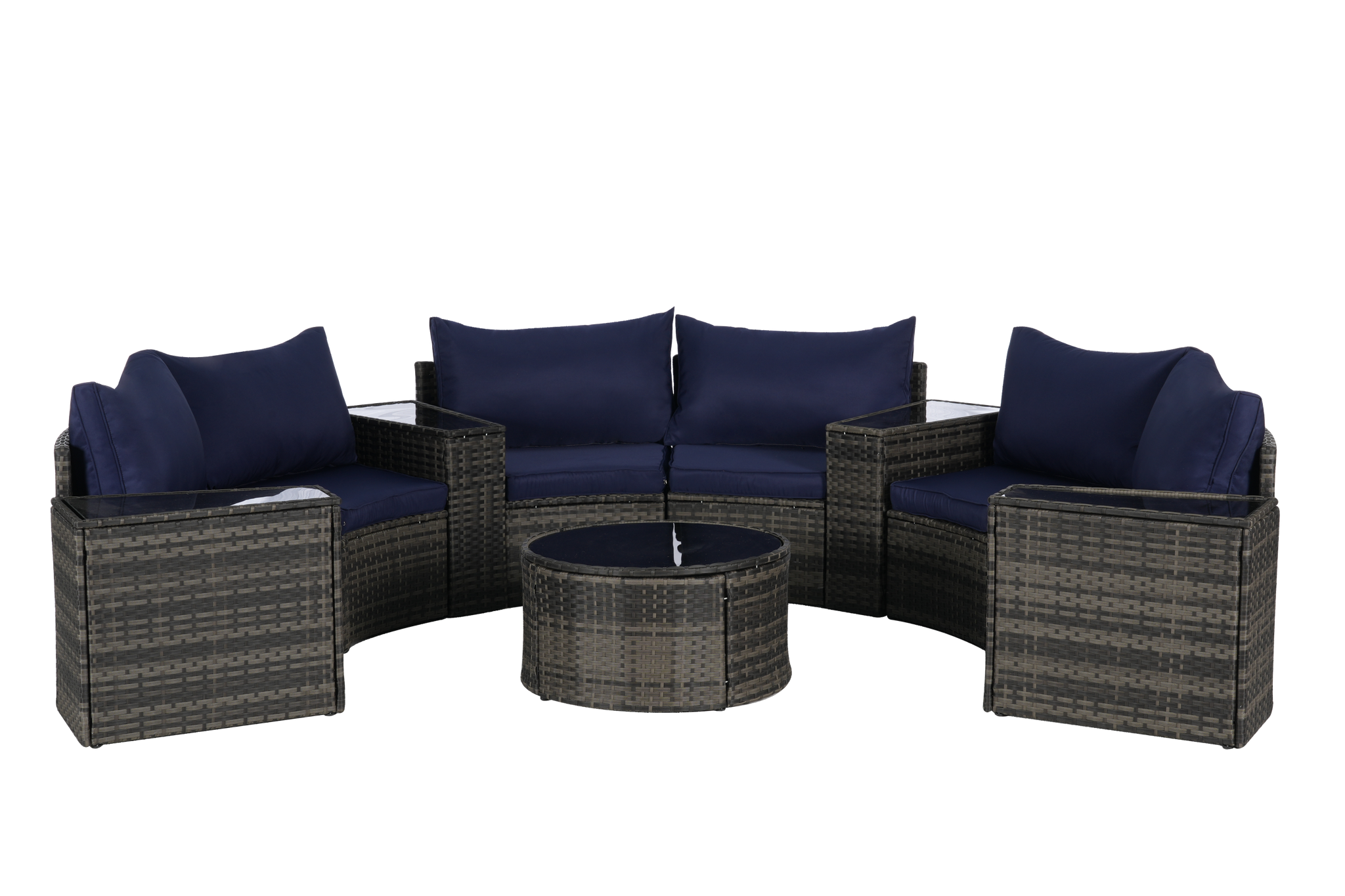 Outdoor Patio Furniture 11-Piece Half-Moon Sectional Round Patio Furniture Set by HouseOfZazla