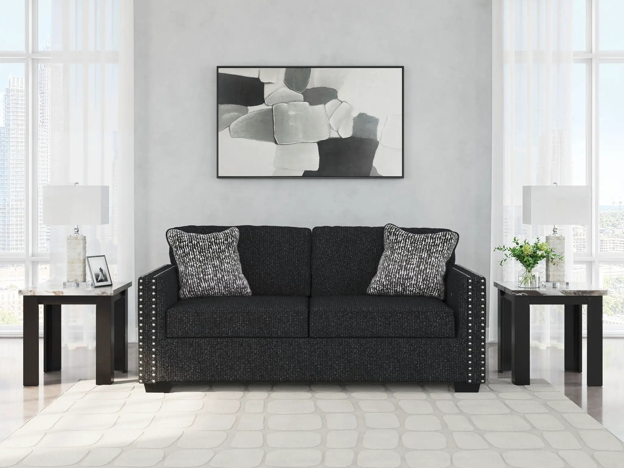Jasmine Peaks - Sofa - Coal by Unique Piece Furniture