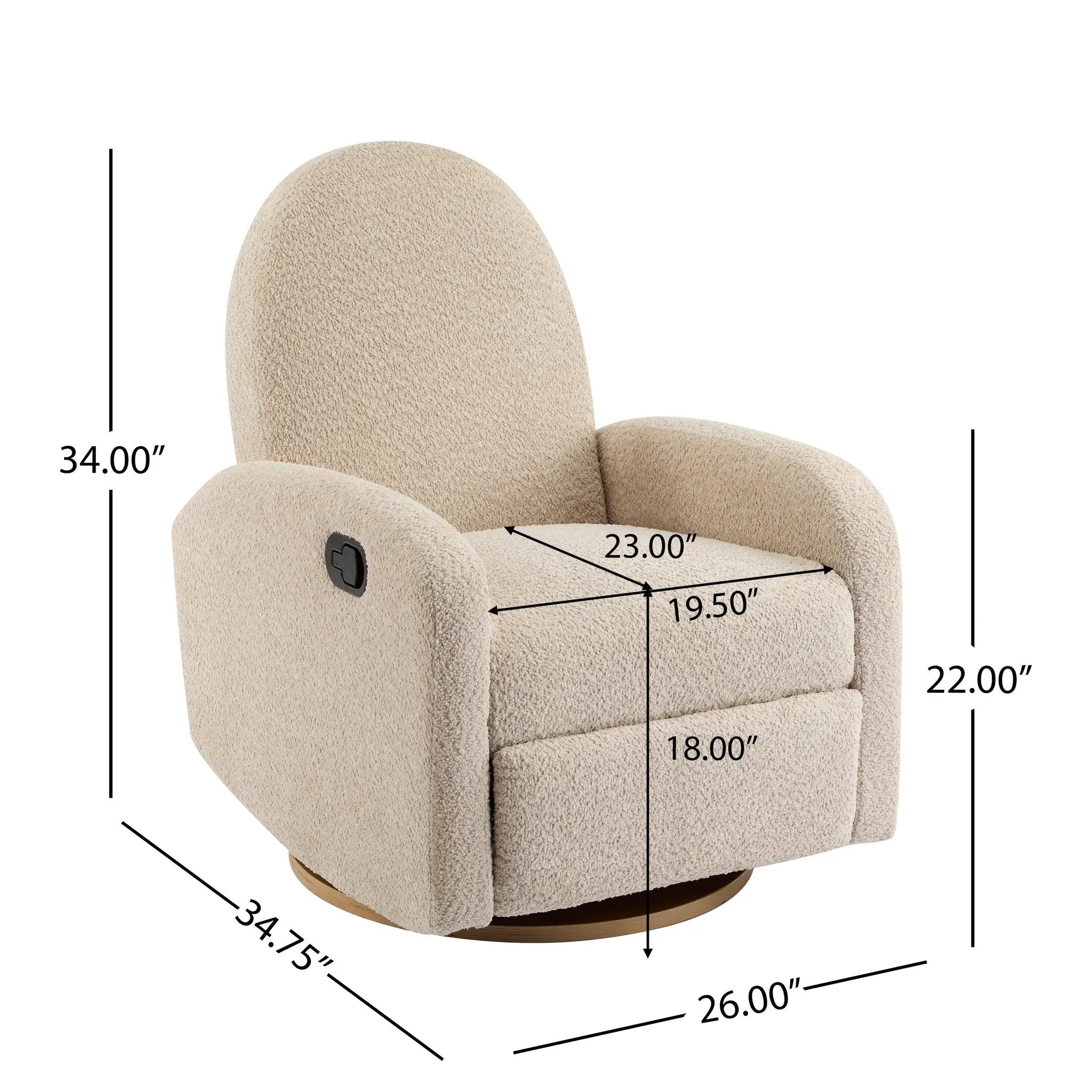360 Swivel and Glider Recliner Chair - Almond by HouseOfZazla