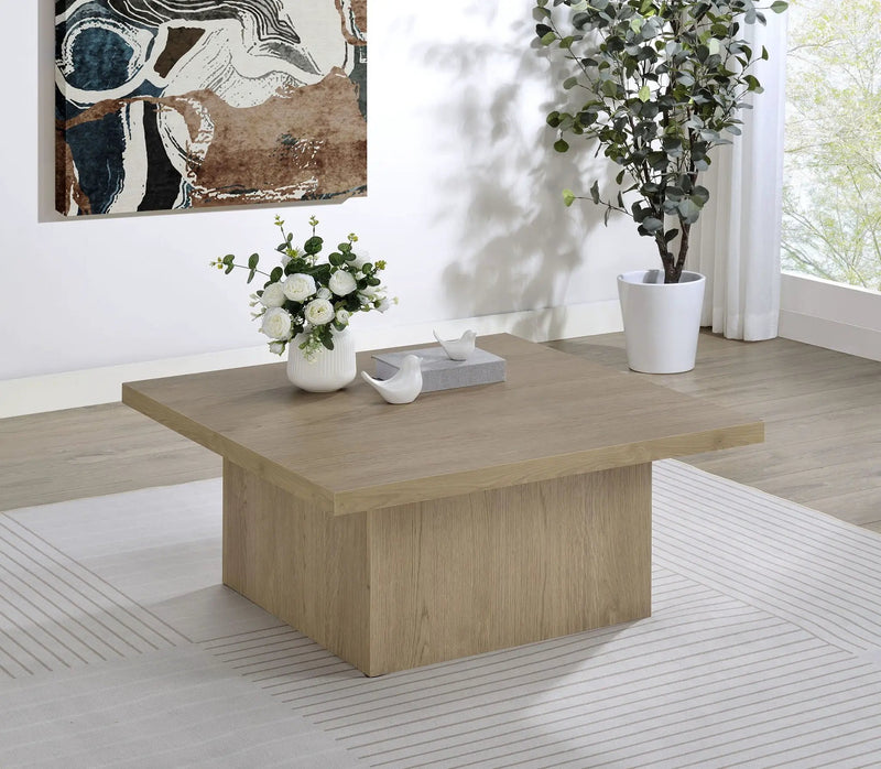 Devar Square Engineered Wood Cocktail Coffee Table Latte by Unique Piece Furniture