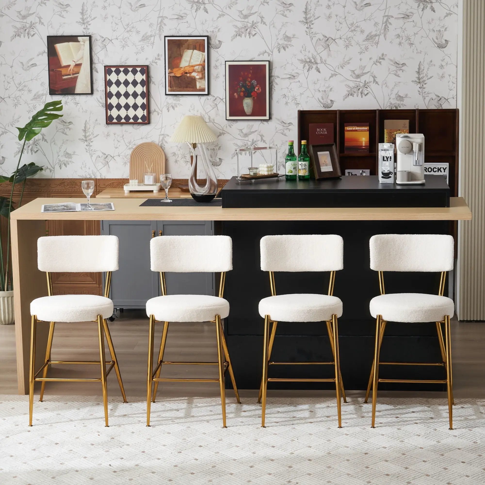 Modern Teddy Fabric Upholstered Bar Stools by HouseOfZazla