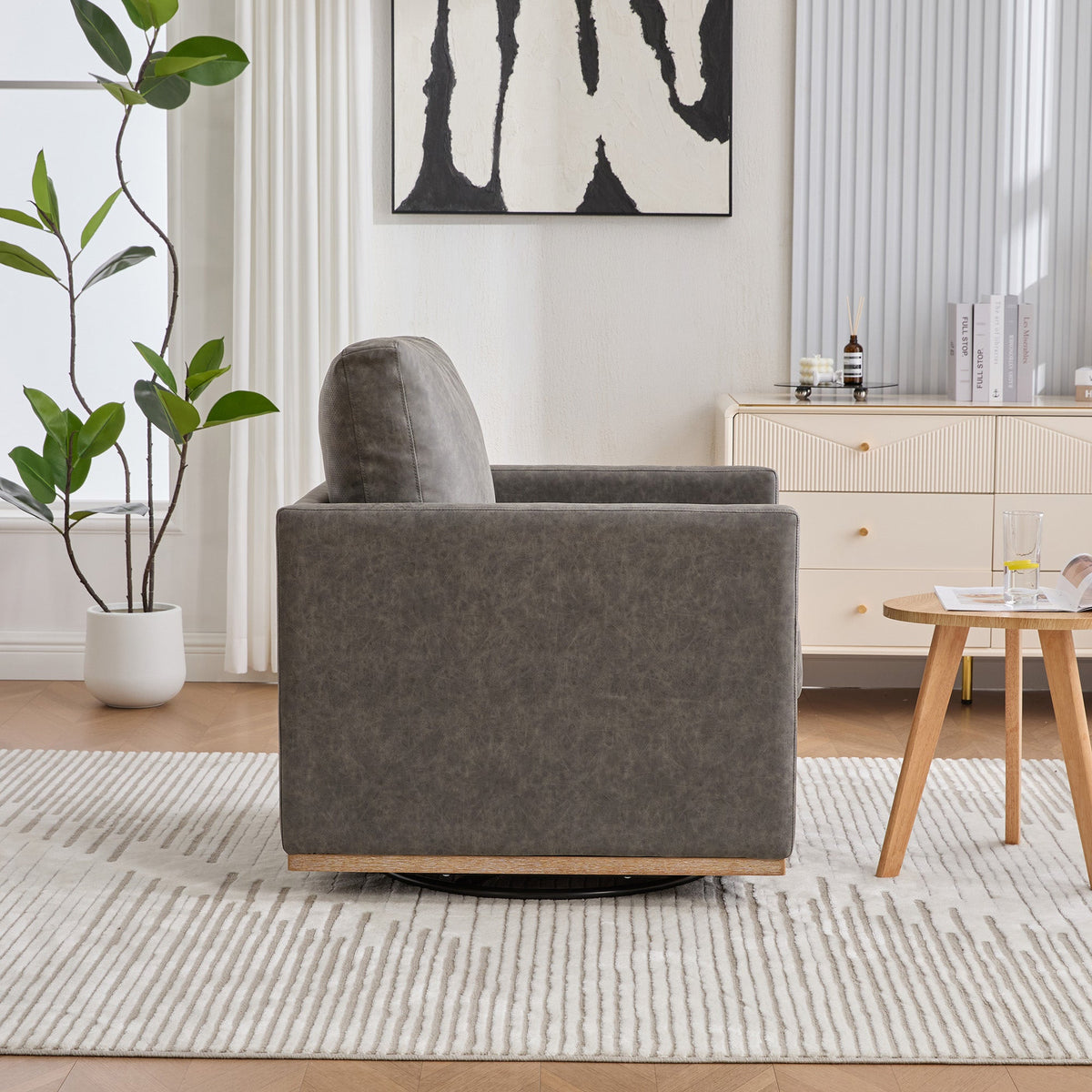 30.7"W Upholstered Square Swivel Accent Chair, photo 5 of 10