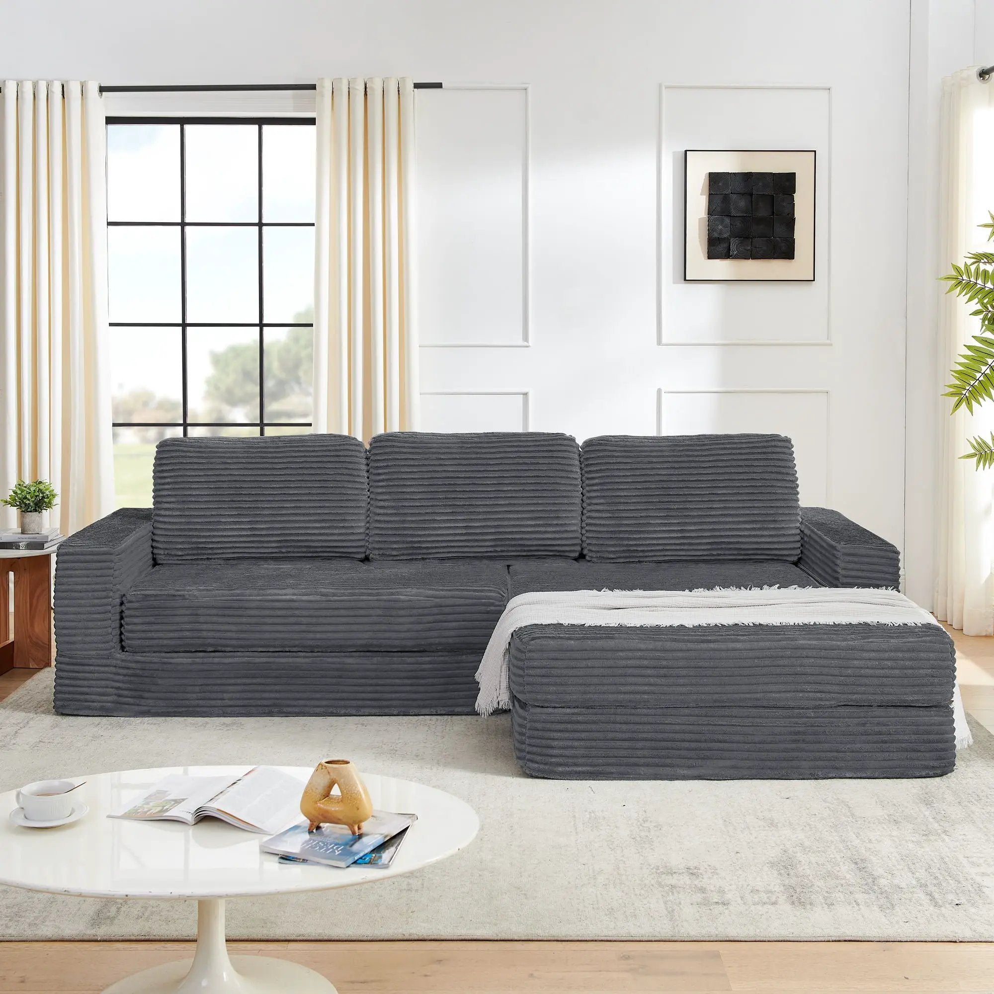 Modern Minimalist L Shape Modular Sectional Sofa, Couch by Unique Piece Furniture