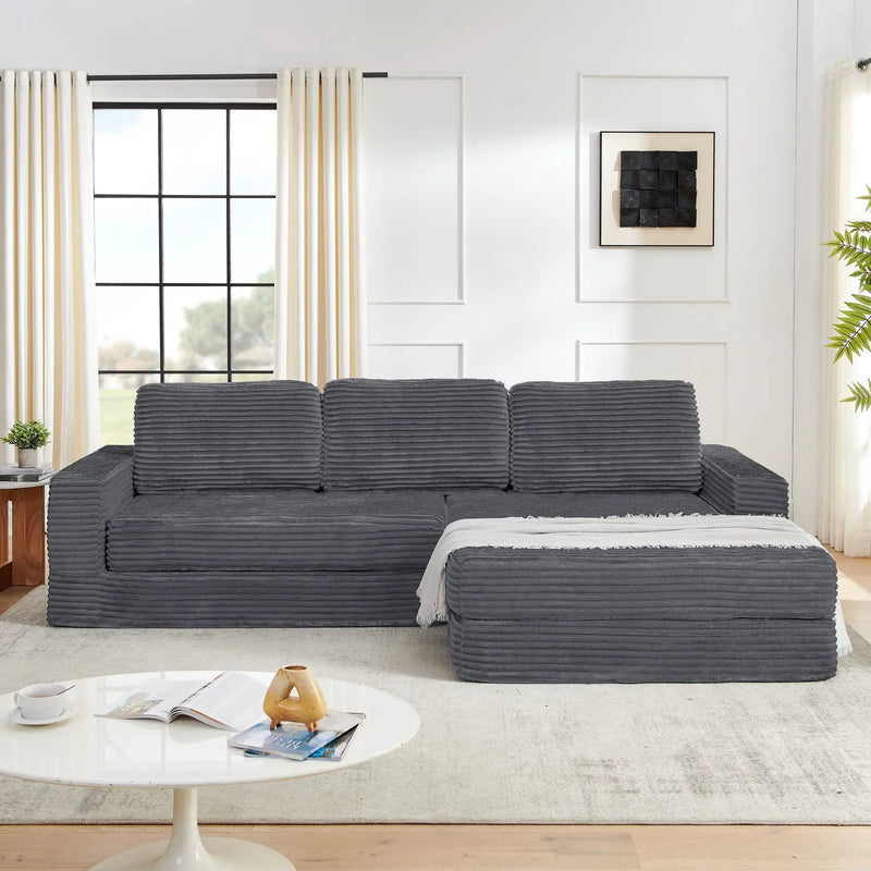 Modern Minimalist L Shape Modular Sectional Sofa, Couch by Unique Piece Furniture