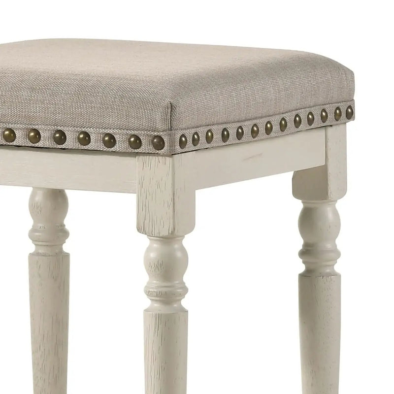 Tasnim - Counter Height Stool (Set of 2) - Tan Fabric & Antique White by Unique Piece Furniture