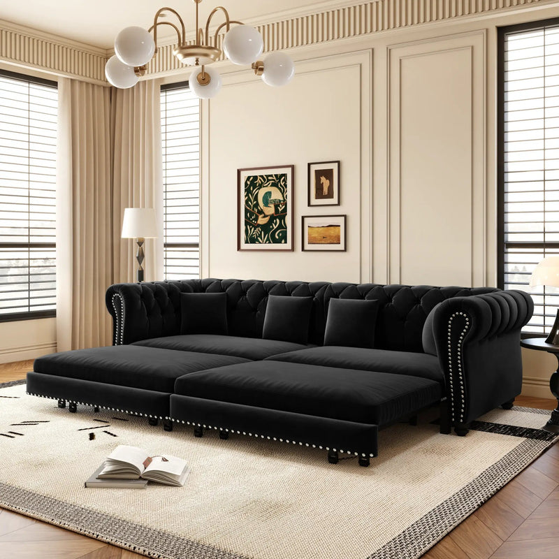 Chesterfield Sofa Bed - 3-in-1 Convertible Velvet Sofa by HouseOfZazla