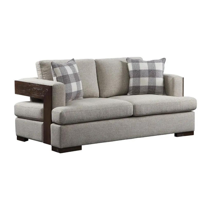 Niamey - Loveseat With 2 Pillows - Fabric & Walnut by Unique Piece Furniture