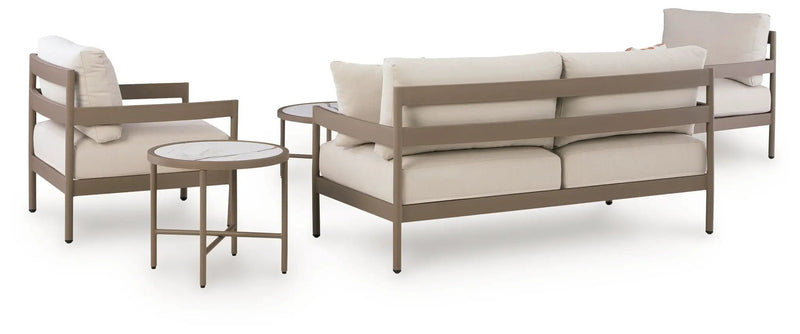 Bluff Trail - Loveseat, Lounge Chairs, Tables Set (Set of 5) - Beige by Unique Piece Furniture
