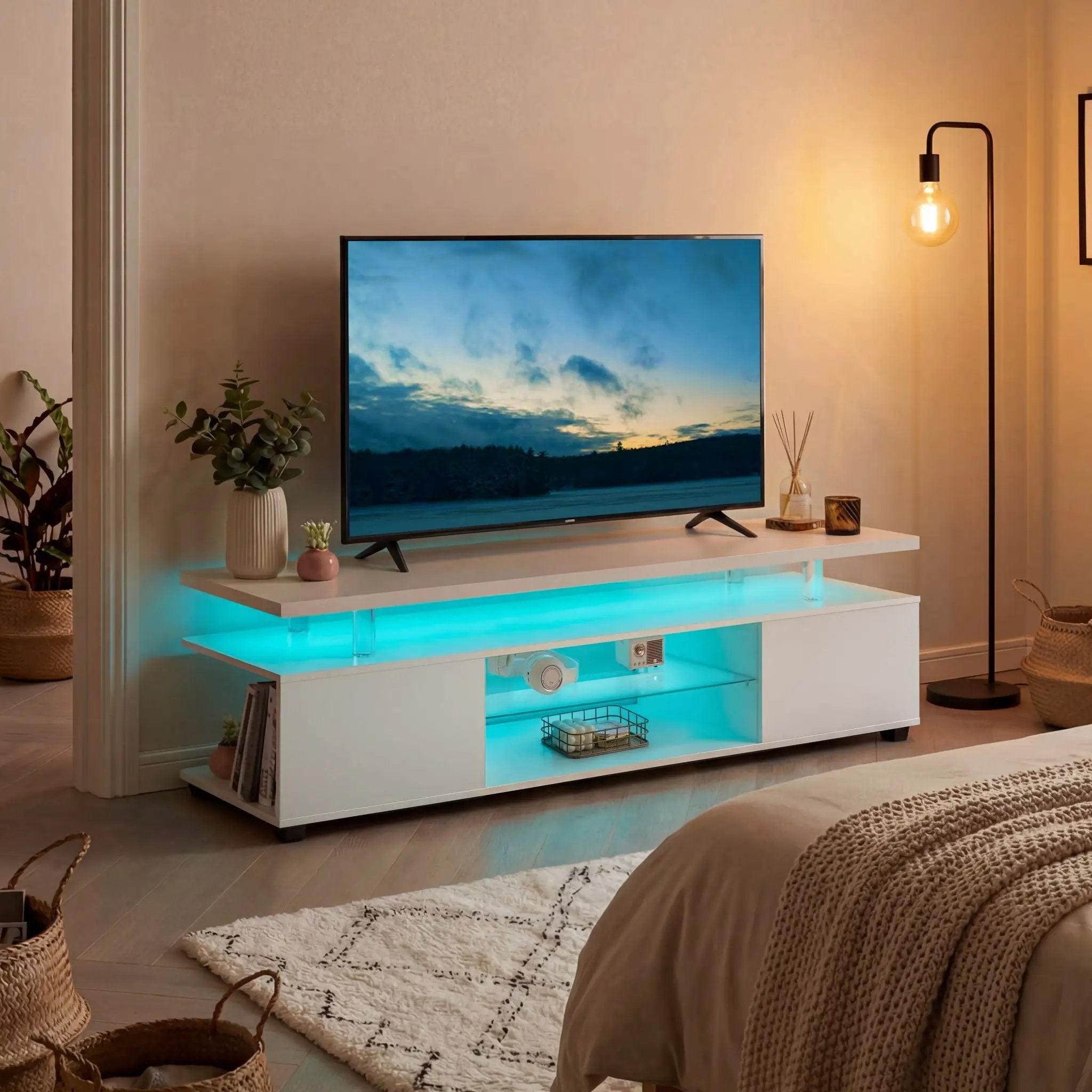 TV Stant With LED And Large Side Cabinet by Unique Piece Furniture