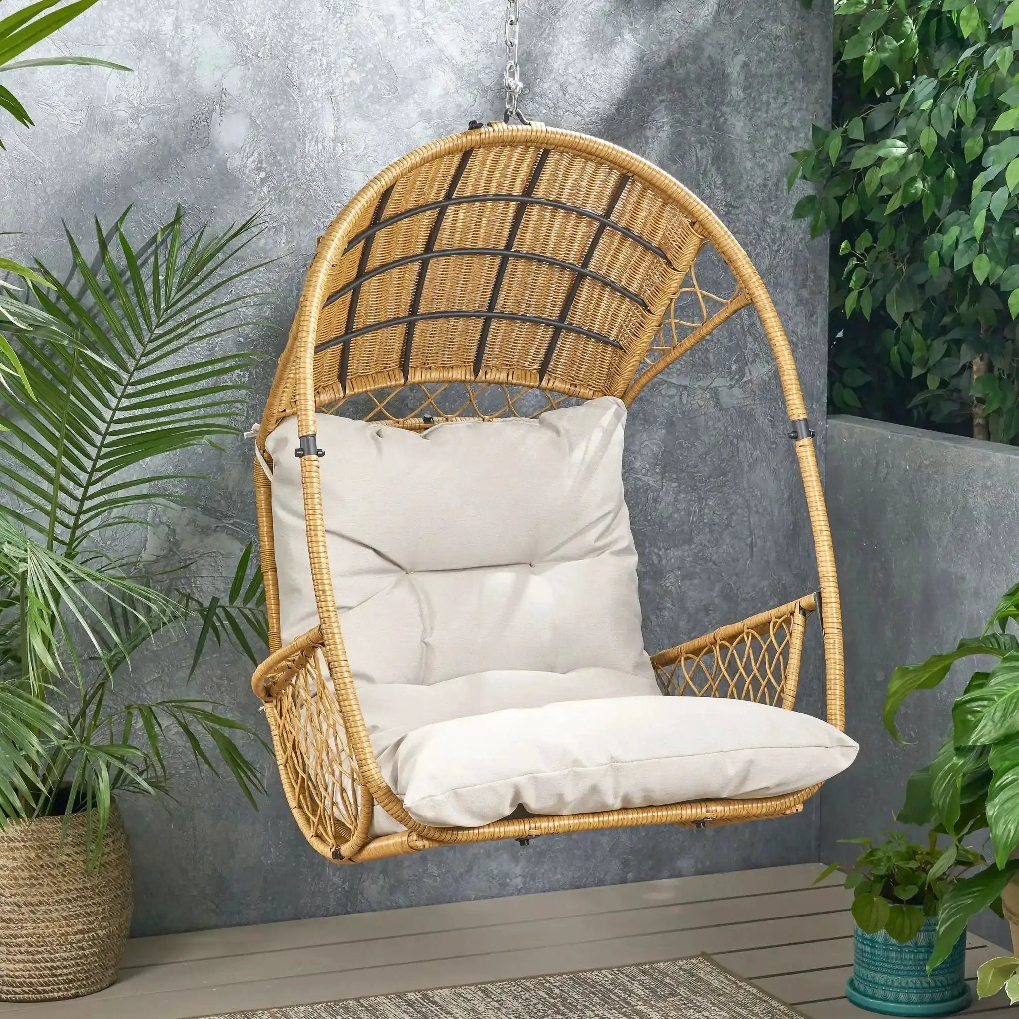 Malia Wicker Hanging Chair With Cushion by HouseOfZazla