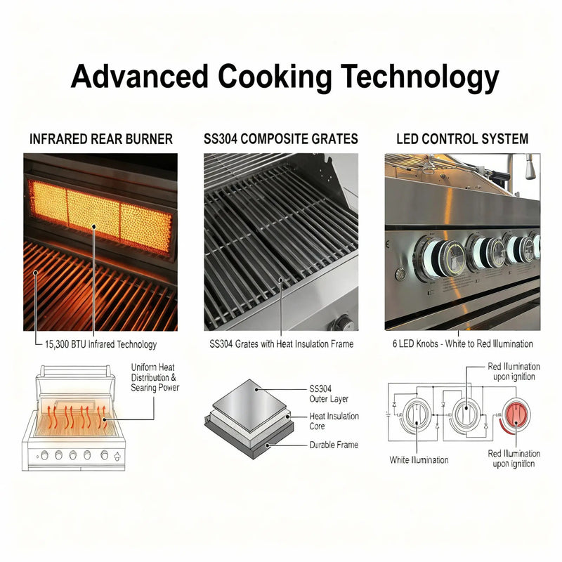 75300 BTU 6 Burners Deluxe Stainless Steel Gas Outdoor Kitchen Barbecue Island Grill by HouseOfZazla