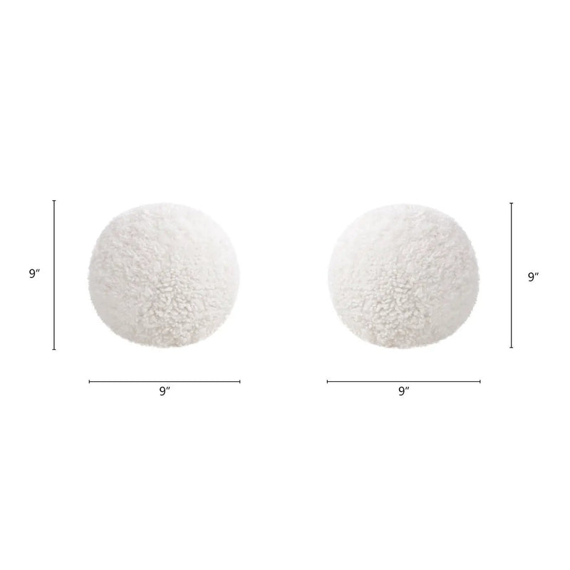 Ayla - Round Sphere Accent Ball Throw Pillow - Curly White by HouseOfZazla