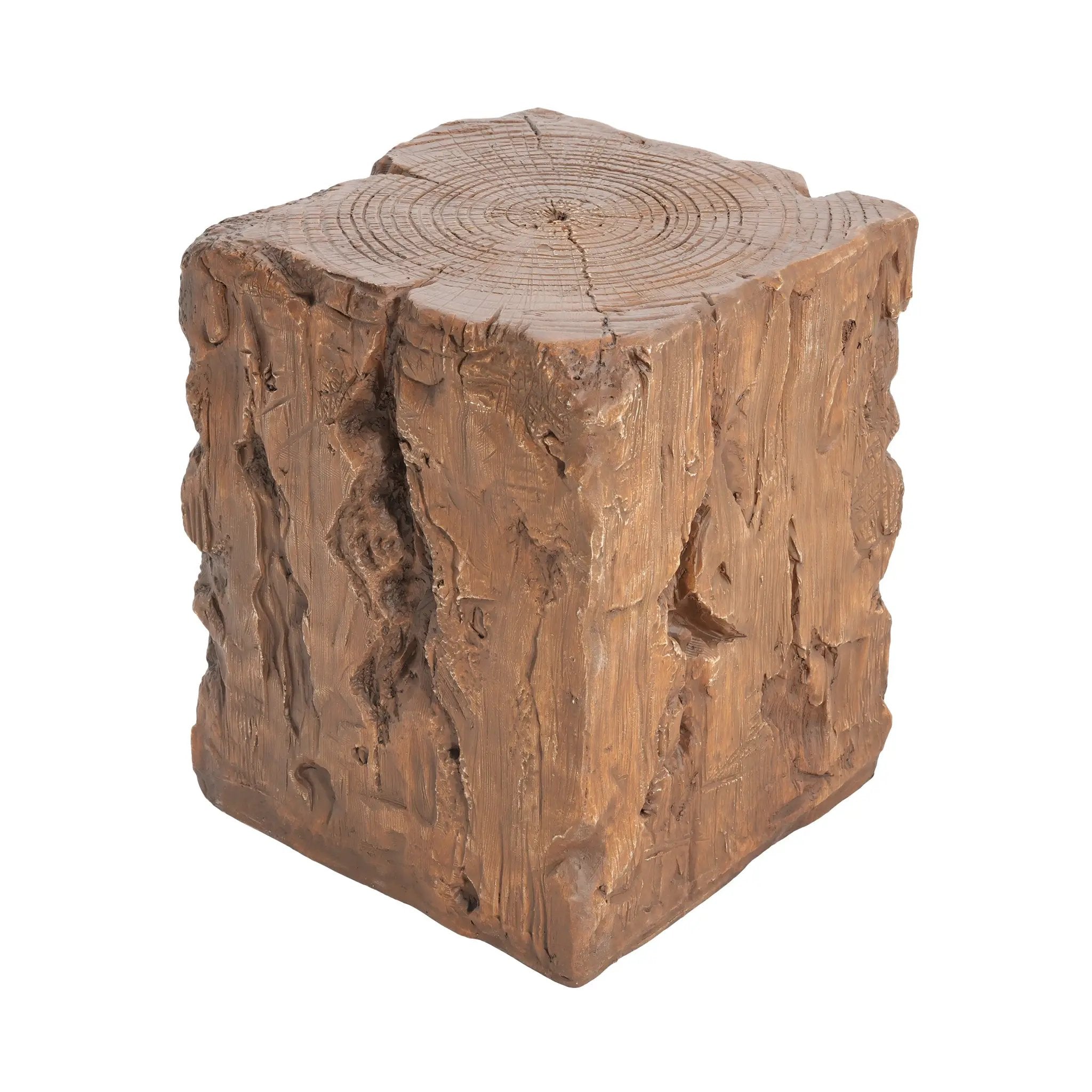 Amira Outdoor and Indoor Stump Shape MGO Side Table Brown Finish by HouseOfZazla