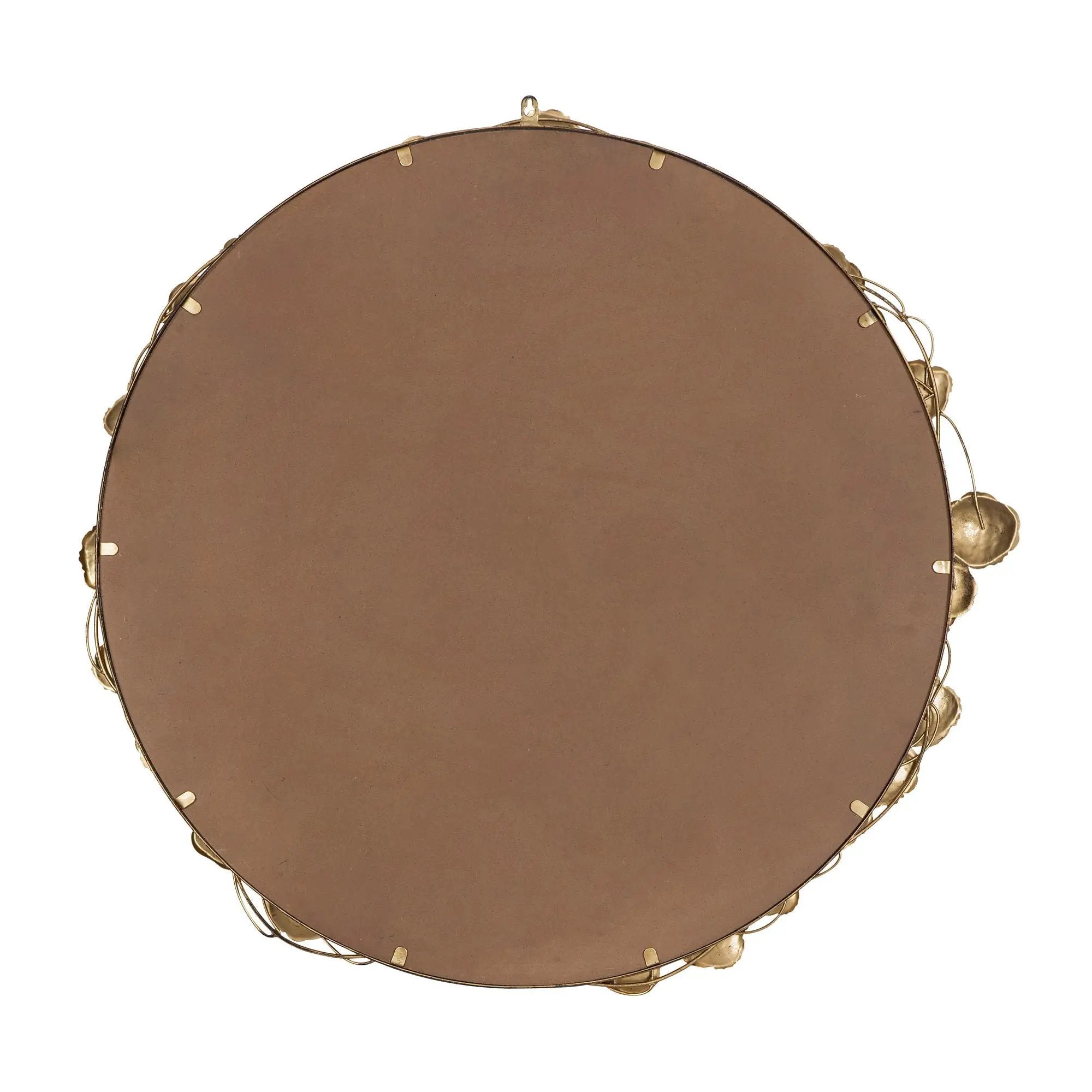 Round Metal Wall Mirror With en Leaf Accents, Modern Decor Mirror For Living Room Entryway Hallway - Gold by HouseOfZazla