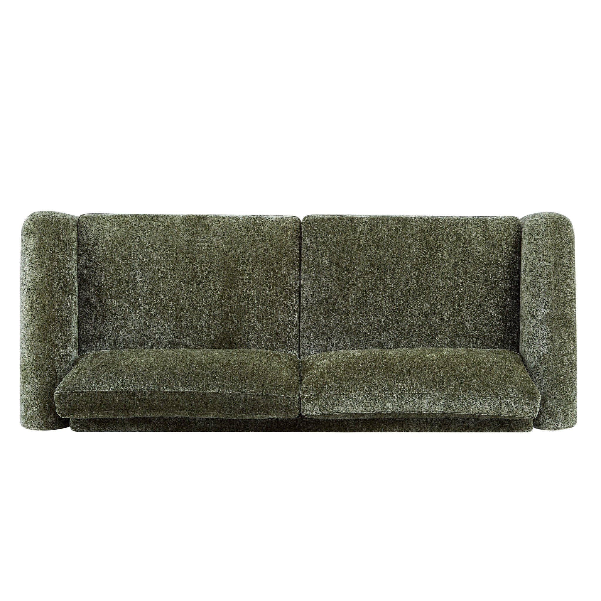 89"L Chenille Sofa with Wooden Legs – Olive by HouseOfZazla