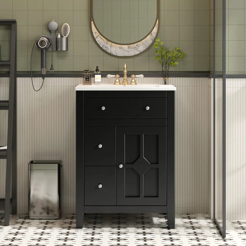 Bathroom Vanity With Basin, Rectangular Cabinet With 2 Drawers And Soft Closing Door by Unique Piece Furniture