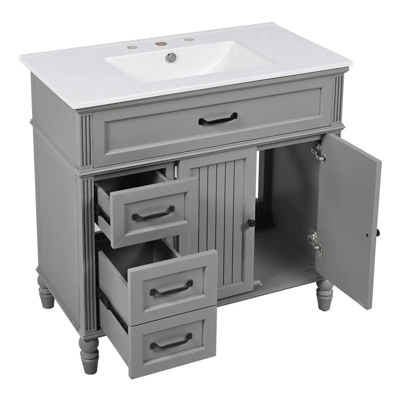 Bathroom Vanity With Sink, Freestanding Cabinet & Drawers by HouseOfZazla